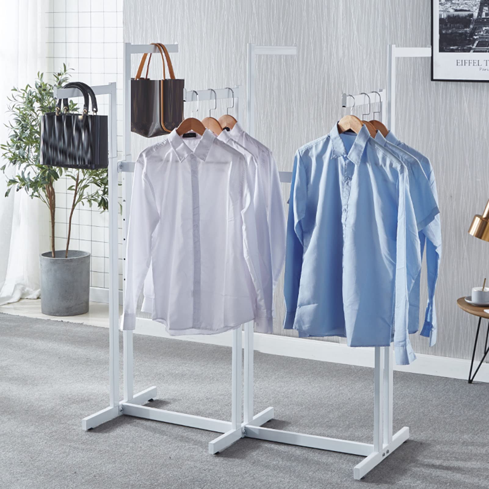 Heavy Duty 6-Way Commercial Garment Rack - Black Floor Standing Clothes Display for Boutiques & Retail Stores | Perfect for Clothing Stores, Fashion Showrooms and Retail Displays
