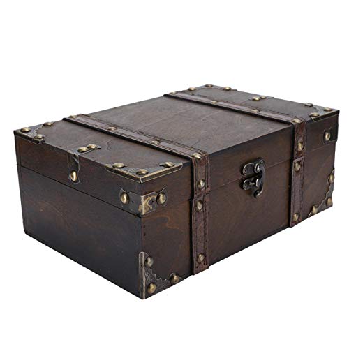 Vintage Wooden Jewelry Box - Antique Treasure Chest Storage Case for Jewelry, Books & Home Decor | Perfect for Bedroom Dresser, Vanity Organizer & Gift Giving (6282-2302)