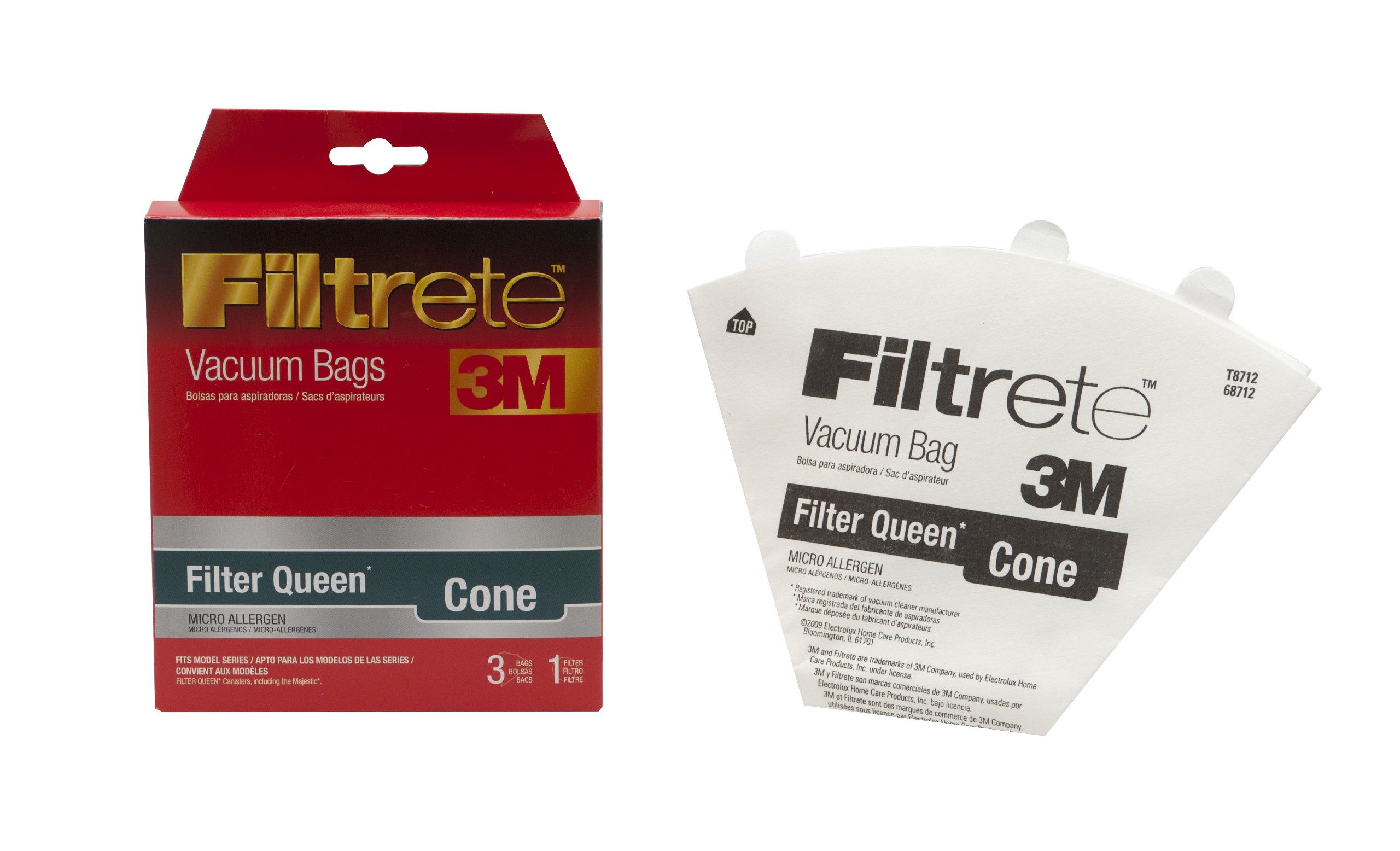 3M Filtrete FilterQueen Cone Micro Allergen Vacuum Bags - HEPA Filtration for Dust, Pollen & Pet Hair - Perfect for Allergy Sufferers & Pet Owners (Pack of 6) - Ideal for Homes with Allergies, Asthma or Pets