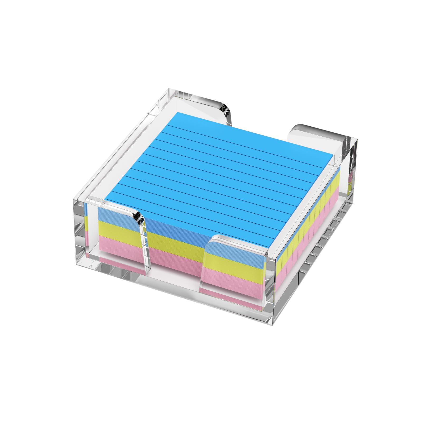 WINFFOR Acrylic Sticky Note Holder Dispenser - 3x3 Inch Clear Desktop Memo Organizer for Office, School & Home Use (Without Pads) | Perfect for Notes, Reminders & To-Do Lists | Crystal Clear Desk Accessory