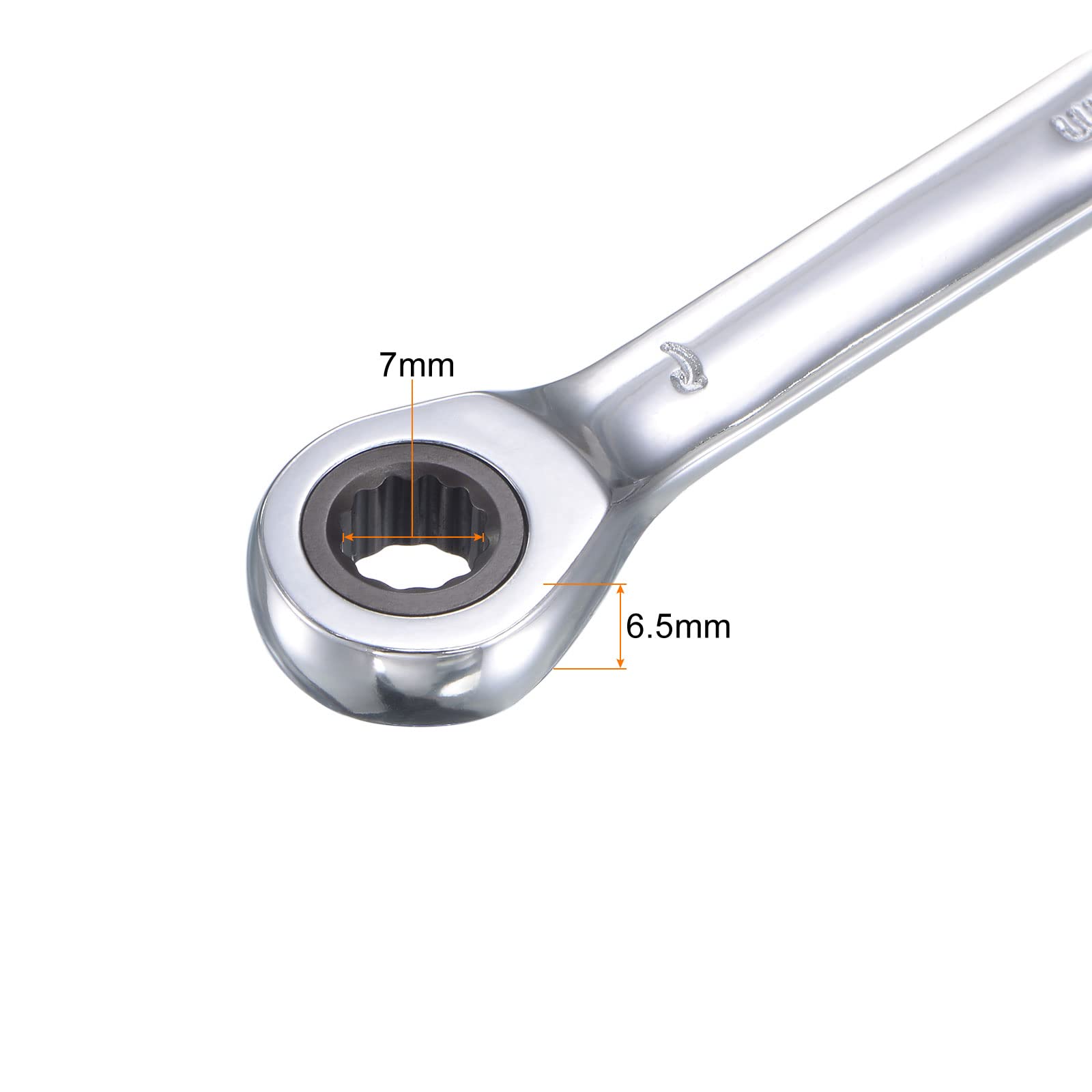 uxcell 7mm Stubby Ratcheting Combination Wrench - Metric 72 Teeth 12 Point Box End Tool, CR-V Steel - Perfect for Tight Spaces & Automotive Repair