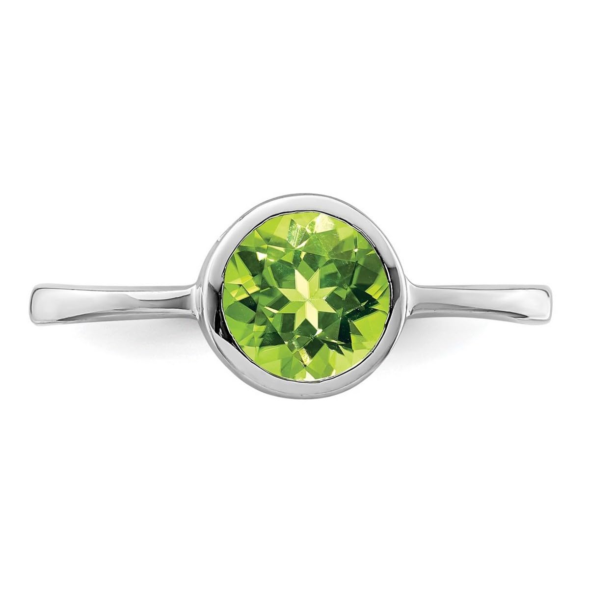 925 Sterling Silver Polished Peridot Round Ring for Women | Dainty Green Gemstone Jewelry | Perfect for Everyday Wear, Gift Giving & Special Occasions