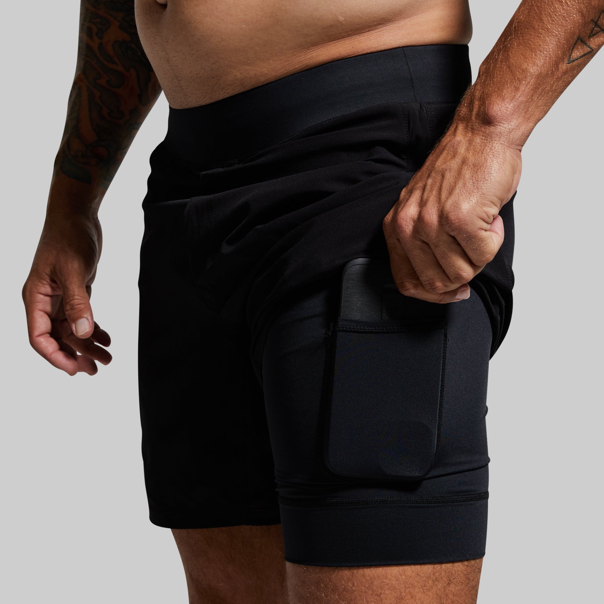 Versatile Compression Shorts for Men - 7-Inch Workout Running Gym Shorts (Black) - Perfect for Training, Jogging & Active Lifestyles