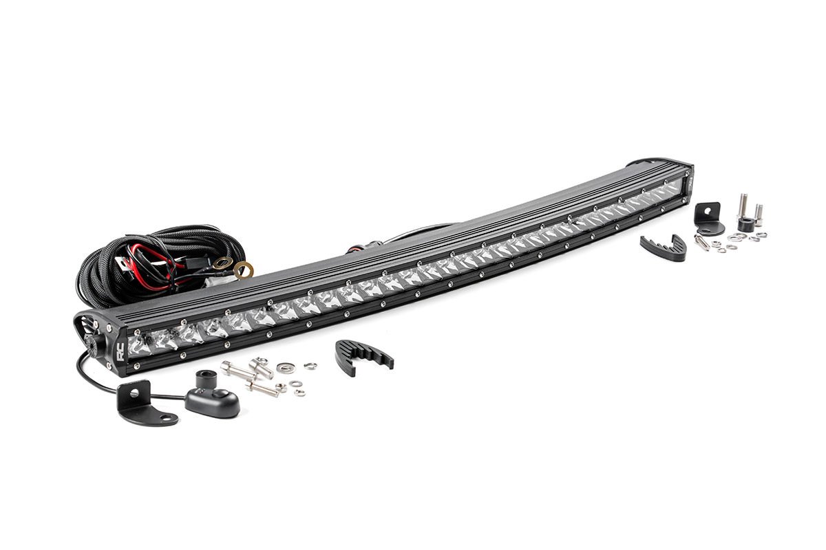Rough Country 30-Inch Curved Chrome Series Single Row CREE LED Light Bar 72730 Black - Off-Road, Truck, Jeep, ATV Lighting for Night Driving & Adventure