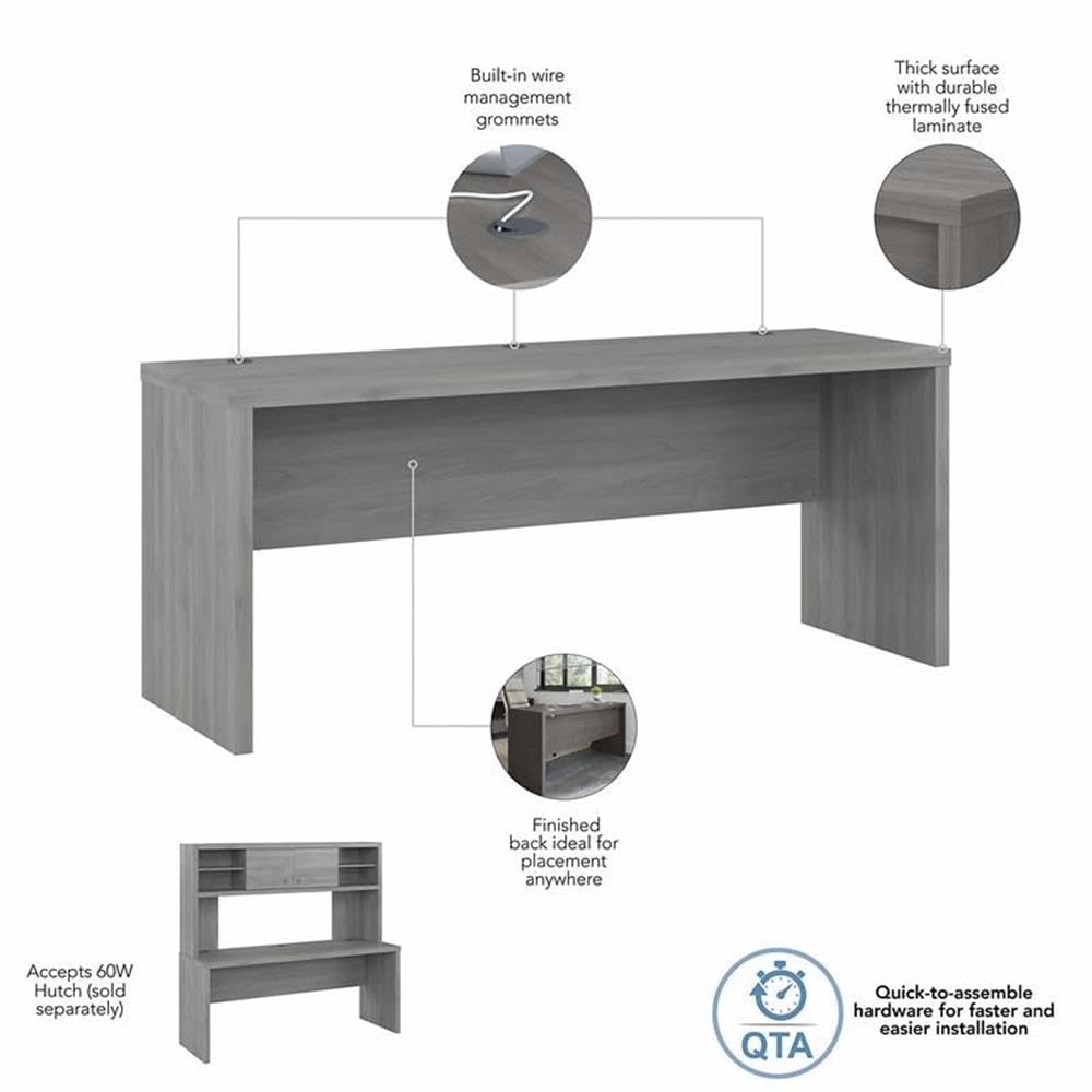 Bush Business Furniture Echo 72W Modern Gray Computer Desk - Home Office Desk for Work, Study & Gaming - Durable Writing Desk with Spacious Work Surface
