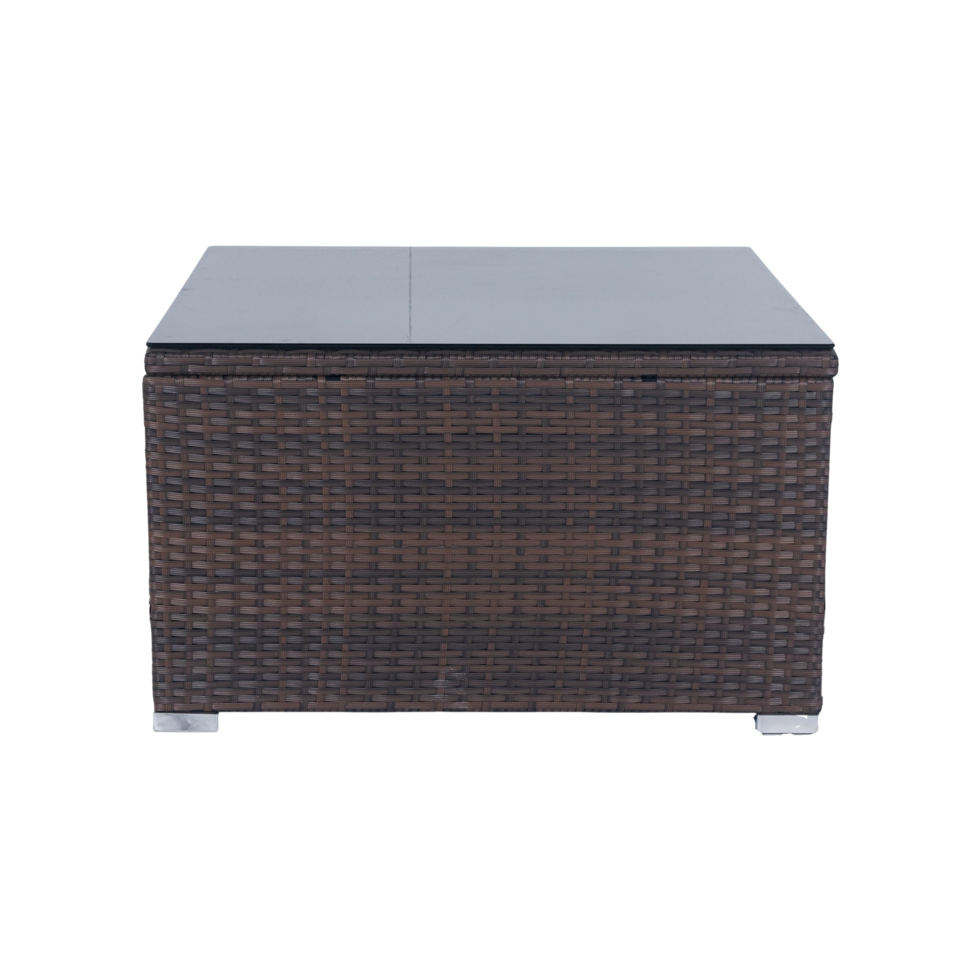 11-Piece Brown Wicker Patio Conversation Set with White Cushions - 10-Seater Outdoor Sectional Sofa with 3 Under-Seat Storage Boxes - Perfect for Garden, Backyard, Poolside & Terrace Relaxation