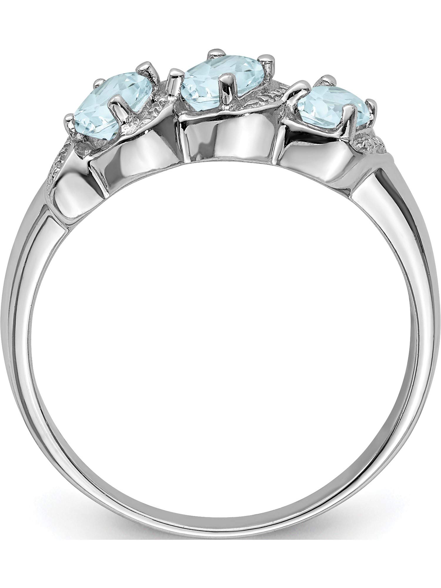 Sterling Silver Rhodium Plated Aqua & Diamond Ring for Women - Elegant Jewelry Gift for Anniversary, Engagement, or Special Occasions | Jewelry By Sweet Pea