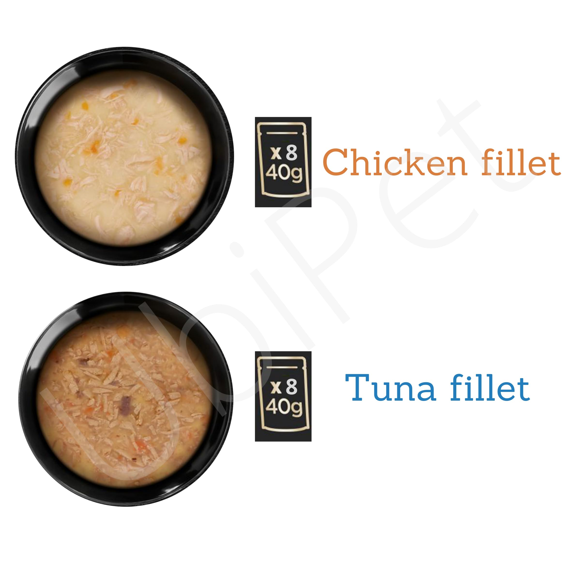 Premium Cat Soup Mini Bundle - Chicken & Tuna Flavor (16 Pouches x 40g) with Free Catnip & UbiPet Lint Roller - Wet Food Topper for Picky Eaters, Perfect for Travel & Daily Feeding