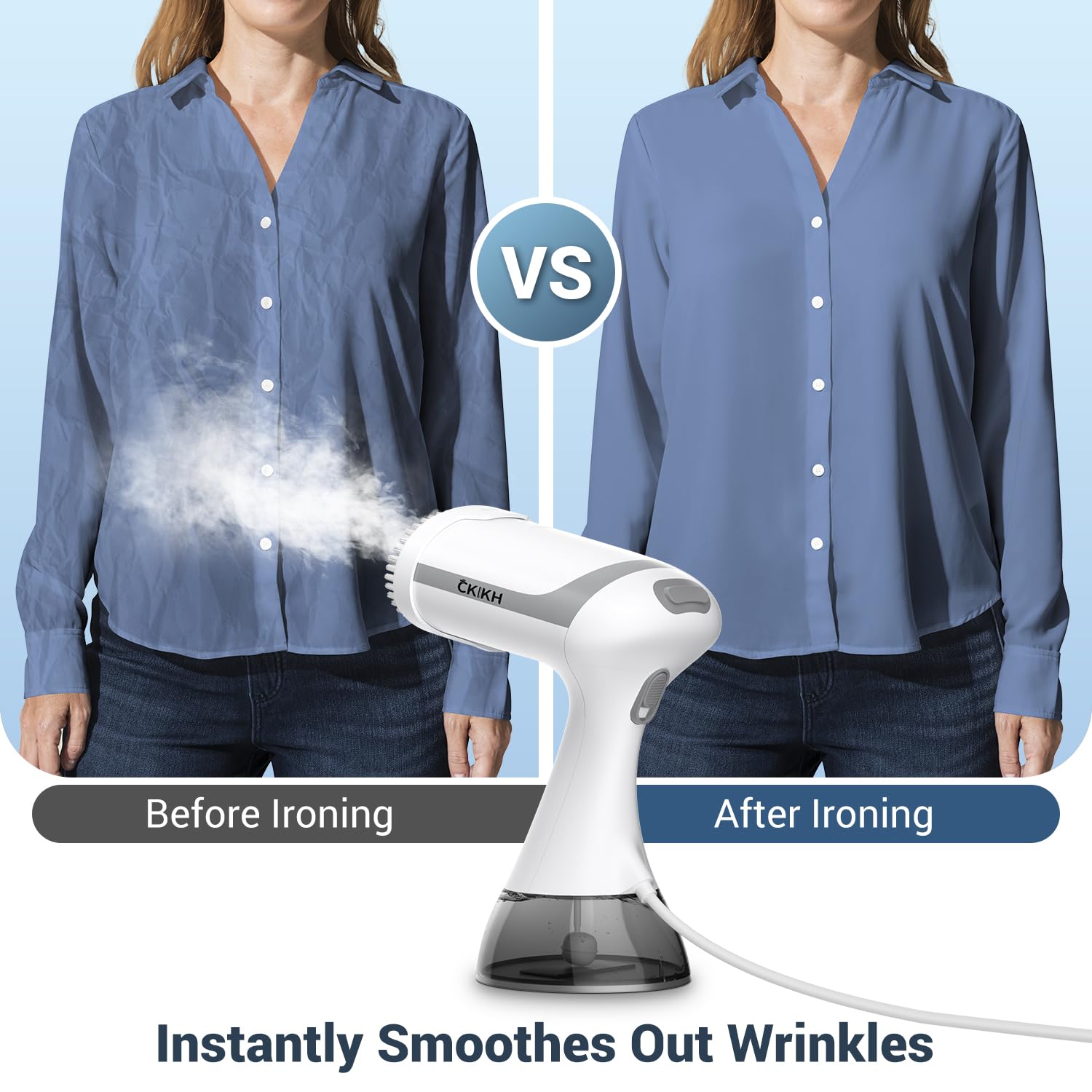 2000W Powerful Handheld Clothes Steamer - 9-Second Fast Heat Up, Strong Penetrating Steam for Wrinkles - Portable Travel & Home Use Garment Care