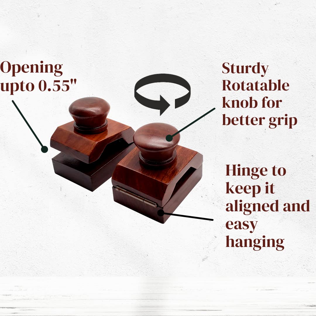 Hinge Back Wooden Quilt Wall Hanger - Cherry Brown - 2 Clamps with Screws for Tapestry, Quilts & Wall Decor - Perfect for Bedroom, Living Room & Dorm Wall Organization