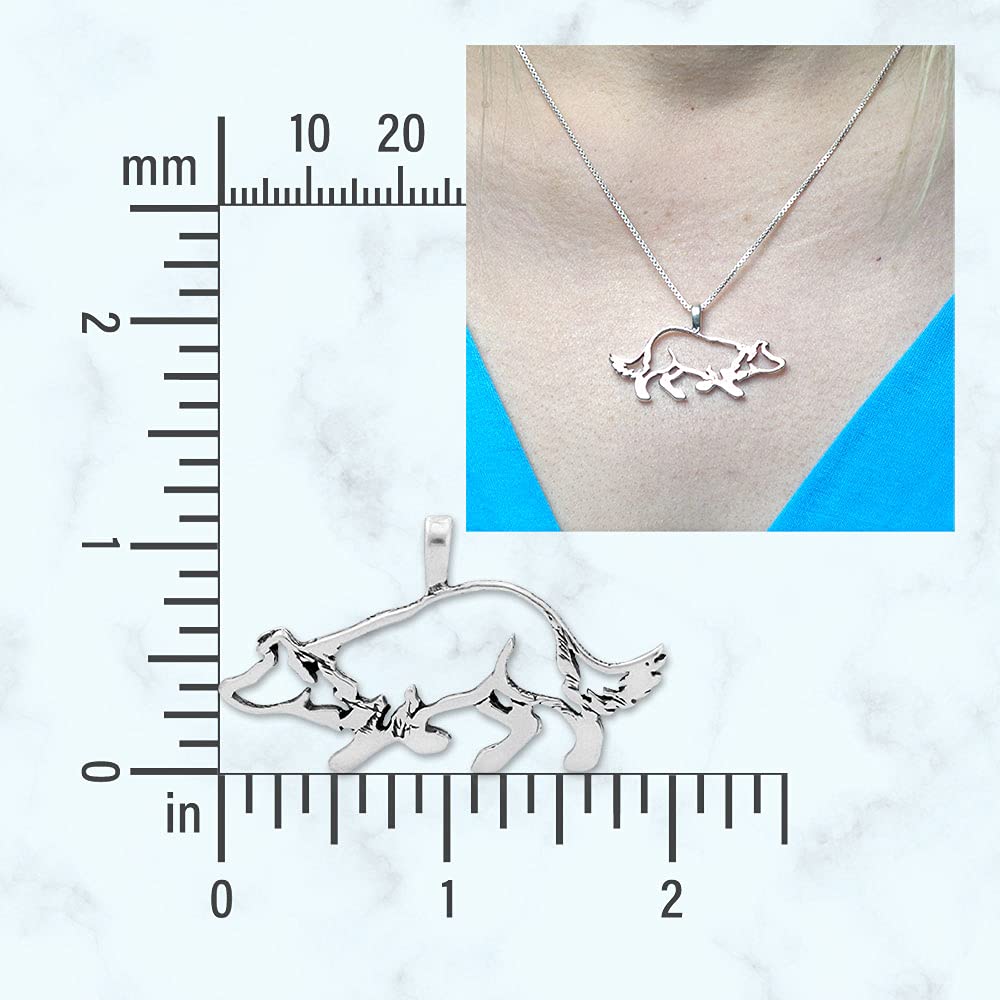 Sterling Silver Border Collie Dog Pendant Necklace - Handcrafted Crouching Dog Charm for Pet Lovers - Perfect Gift for Dog Owners & Animal Lovers - Ideal for Everyday Wear, Gifts & Special Occasions