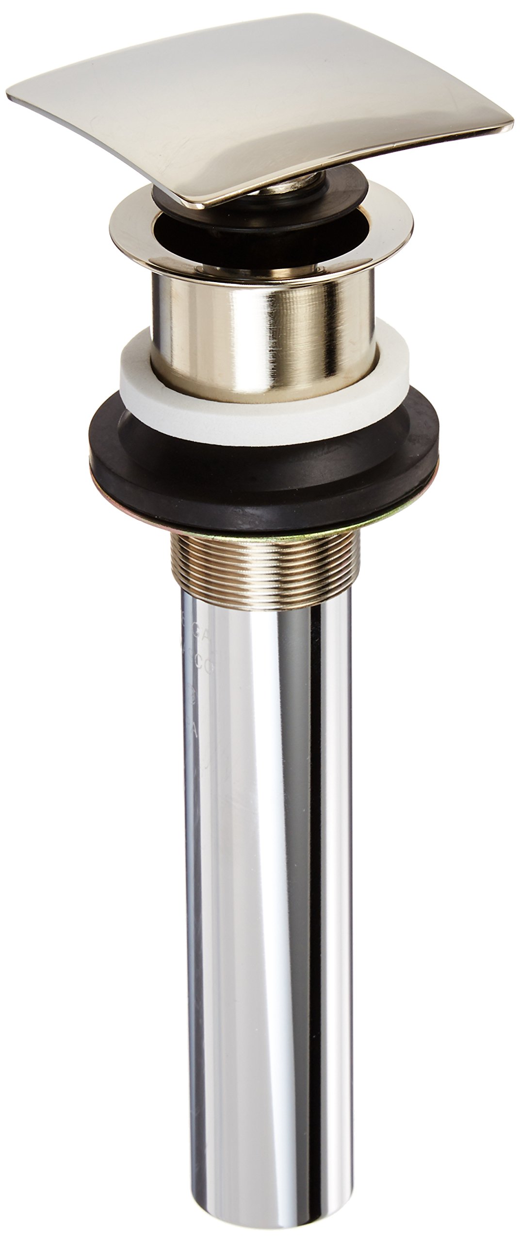 Delta 72174-PN Square Push Pop-Up Bathroom Sink Drain - No Overflow, Polished Nickel Finish - Perfect for Modern Bathrooms & Vanities