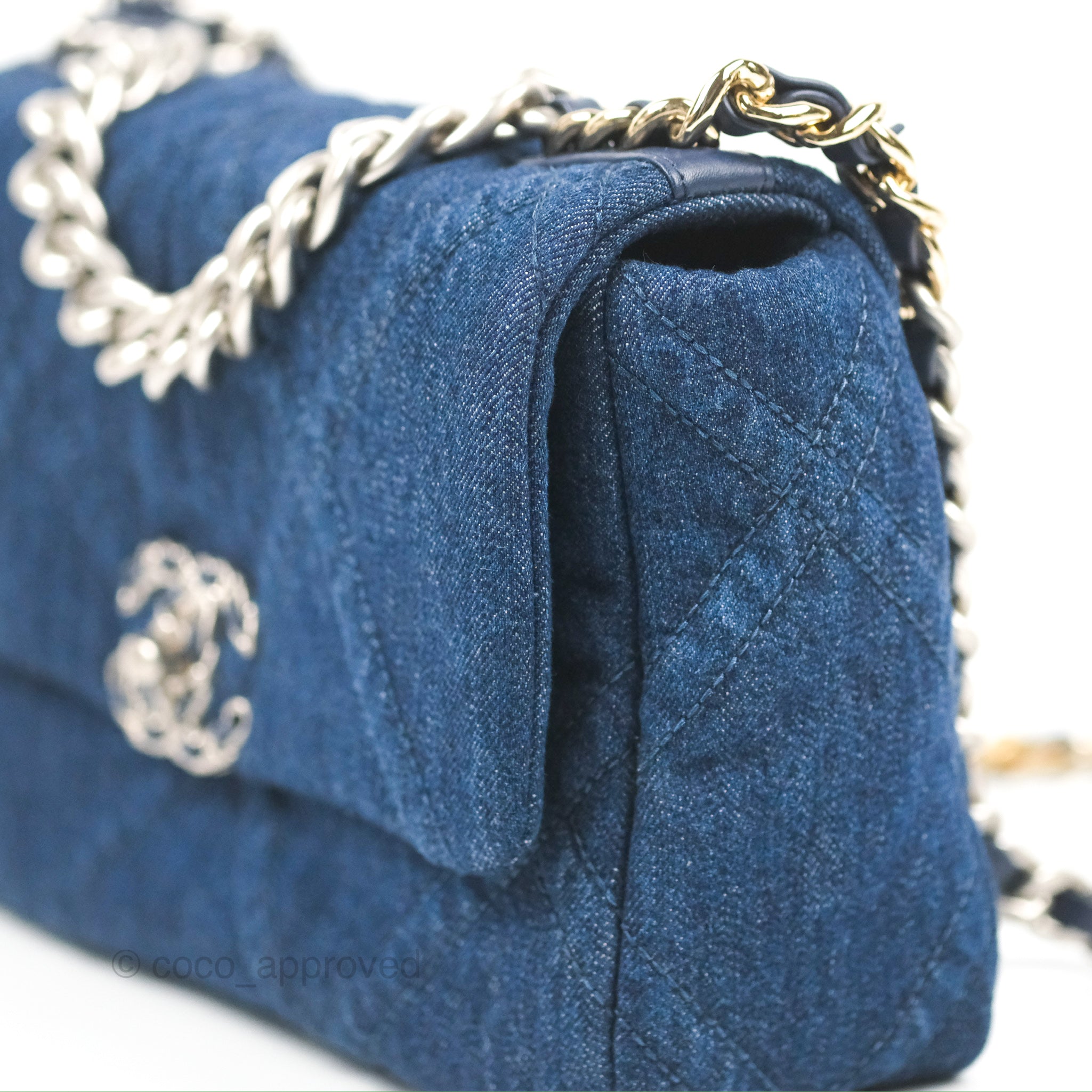 Chanel 19 Small Handbag - Denim Fabric with Mixed Metal Hardware (22P Collection) | Luxury Crossbody Bag for Women, Perfect for Date Night & Evening Events