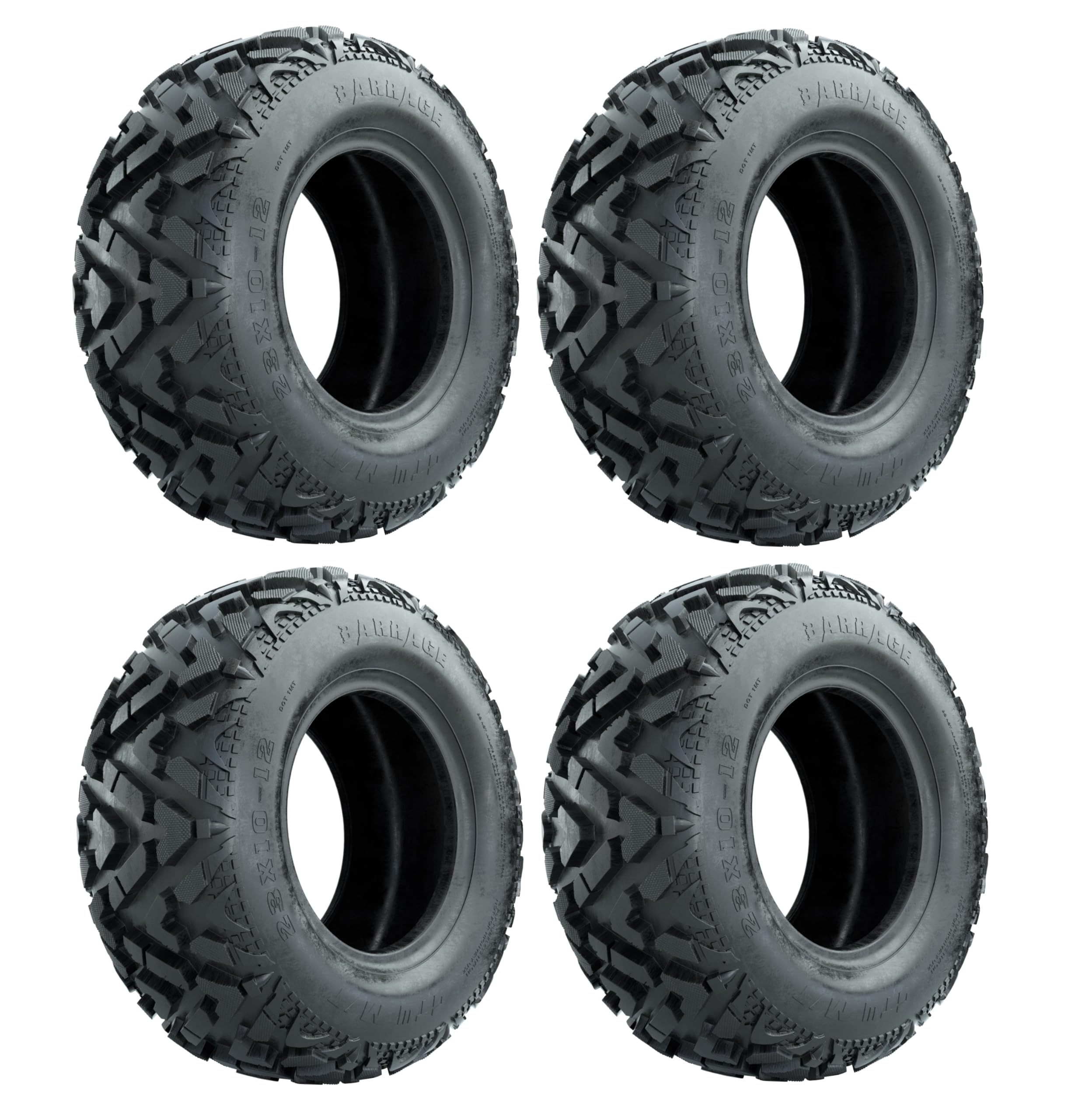 GTW Barrage 23x10-12 Golf Cart Tires - 4-Ply All-Terrain Mud & Off-Road Tires with Self-Cleaning Tread | Universal Fit for 12-Inch Wheels | Set of 4 | Perfect for Golf Carts, ATVs & Utility Vehicles