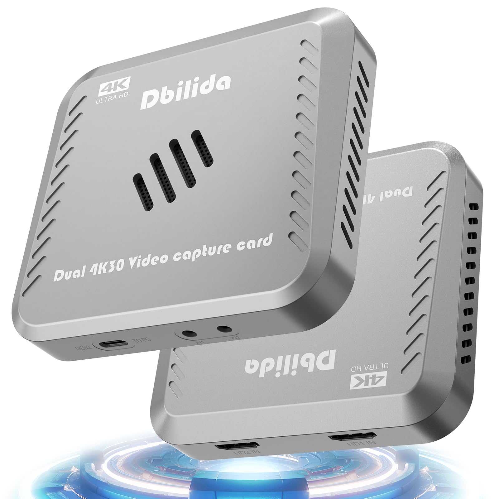 Dbilida Dual HDMI Video Capture Card - 4K 30FPS, 2K 144FPS, 1080P 240FPS for Live Streaming & Recording | Compatible with iPad, PS5, PS4/Pro, Xbox Series X/S, Nintendo Switch & DSLR Cameras | Perfect for Gamers, Content Creators & Live Broadcasters
