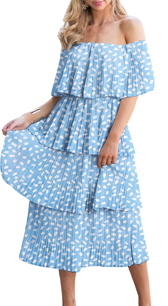 ETCYY Women's Off Shoulder Ruffled Chiffon Maxi Dress - Elegant Summer Wedding Guest, Beach Party & Casual Long Dress for Women | Perfect for Weddings, Vacations, Date Nights & Special Occasions