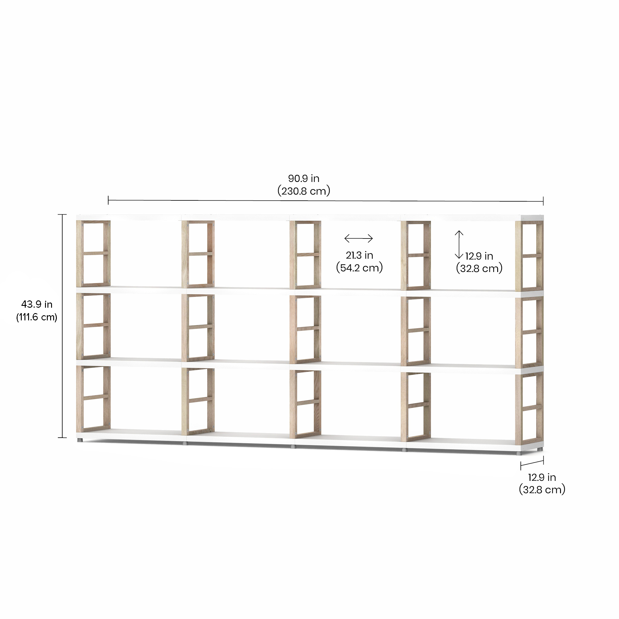 MAXX Modern 4x3 Shelving Unit - Sturdy Storage Shelf for Living Room, Bedroom, Office & Garage Organization