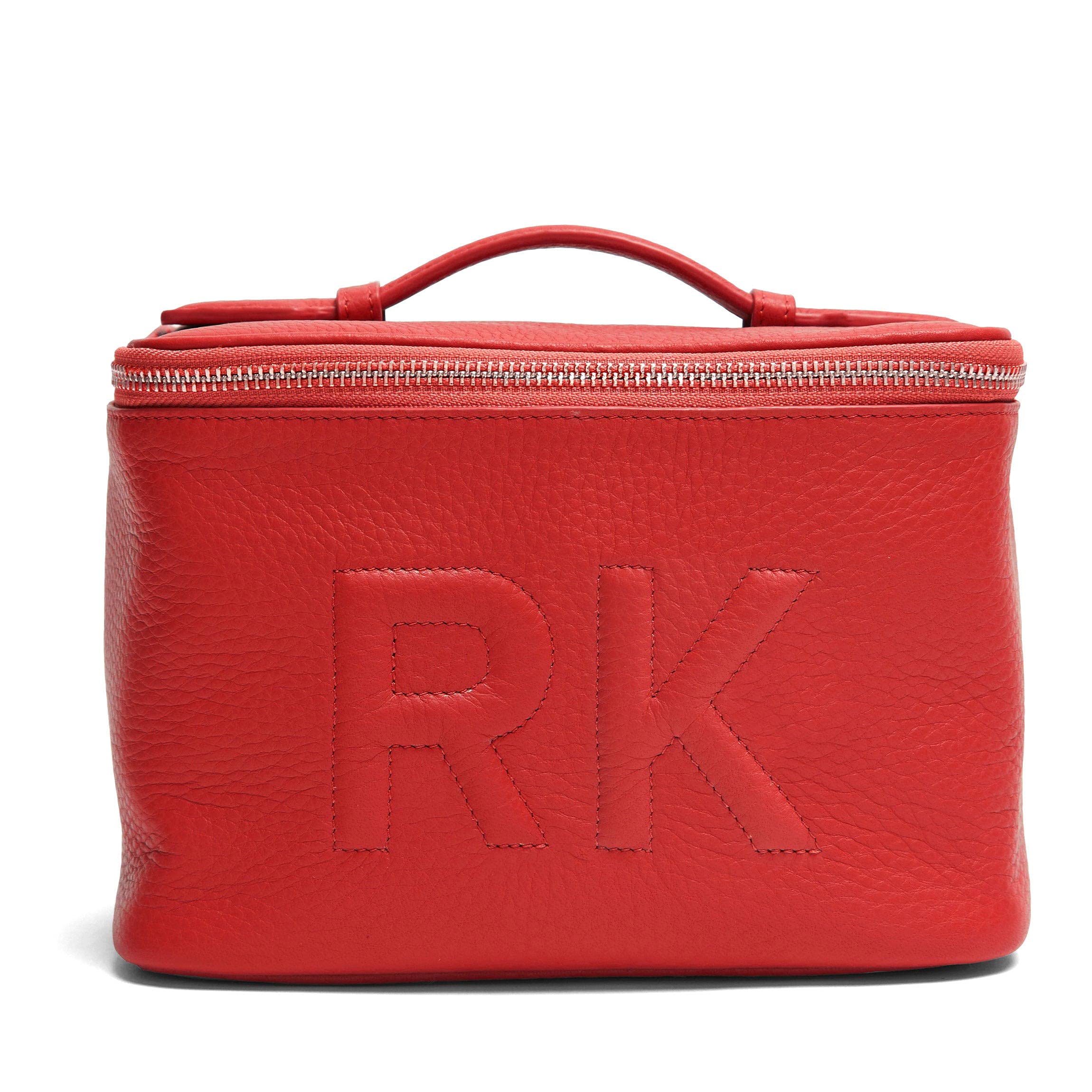 Leatherology Scarlet Top Handle Medium Train Case - Premium Leather Cosmetic Makeup Bag Organizer for Women | Travel & Everyday Use Makeup Storage Solution