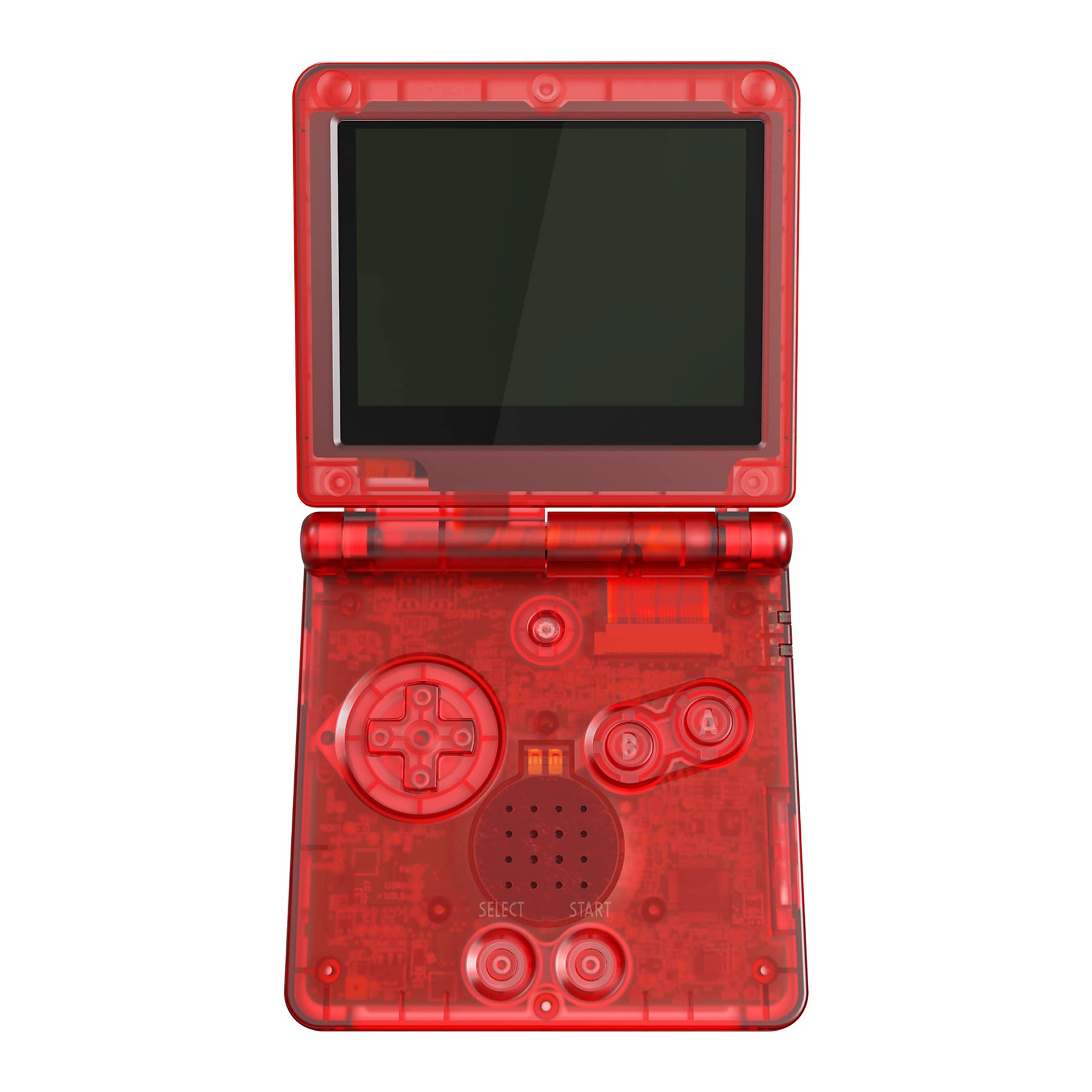 eXtremeRate Custom Shell with Full Buttons for Gameboy Advance SP GBA SP - Transparent Series Case Compatible with IPS & Standard LCD Screens (Console & Screen Not Included) - Red Transparent - Perfect for Gaming Enthusiasts & Retro Console Modding