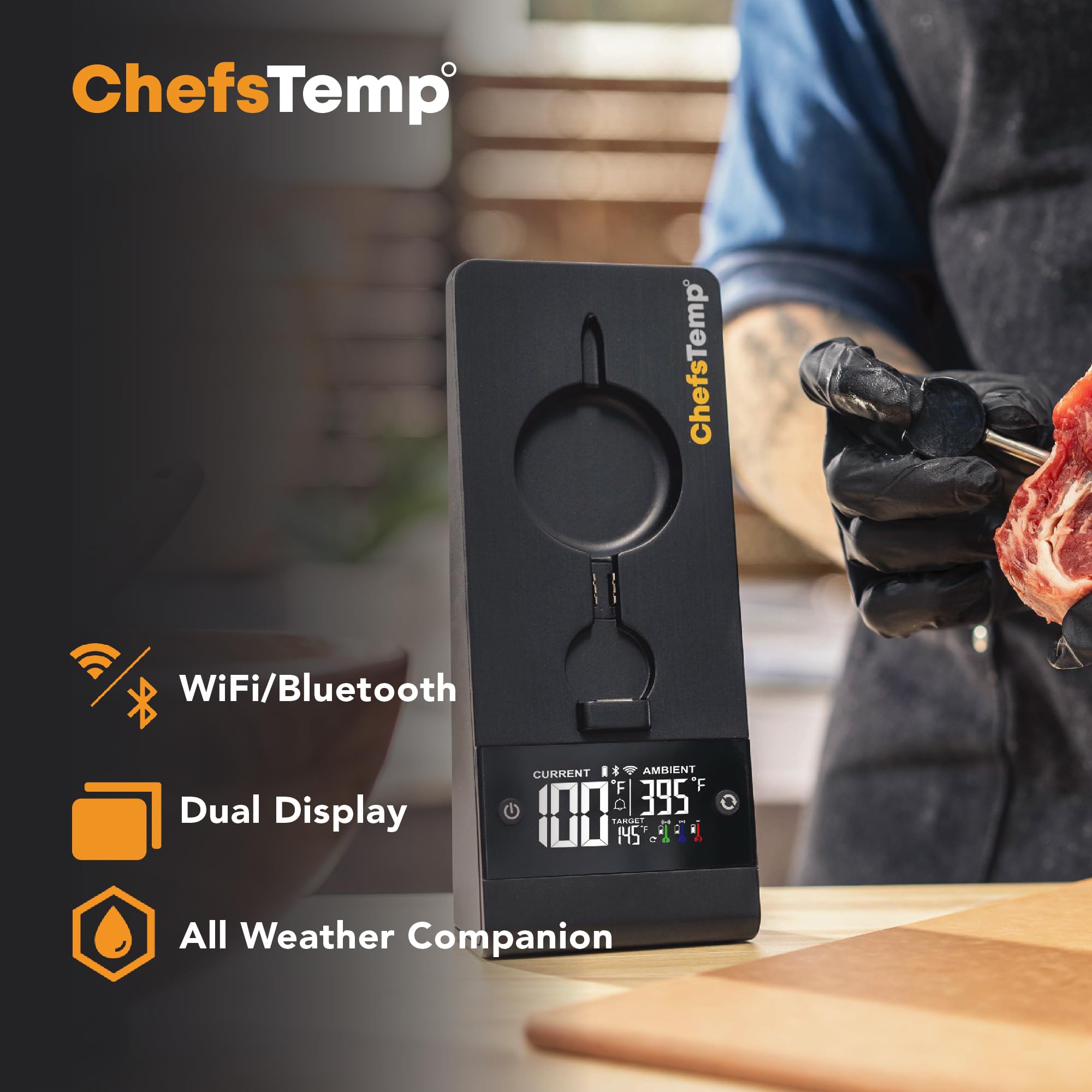 ProTemp Plus Next-Gen Wireless Meat Thermometer with Bluetooth & WiFi - Digital Smart Cooking Thermometer for Grilling, Smoking, BBQ, Oven & Rotisserie (Includes Stand + 1 Probe) - Perfect for Home Chefs, Outdoor Cooking & Kitchen Use