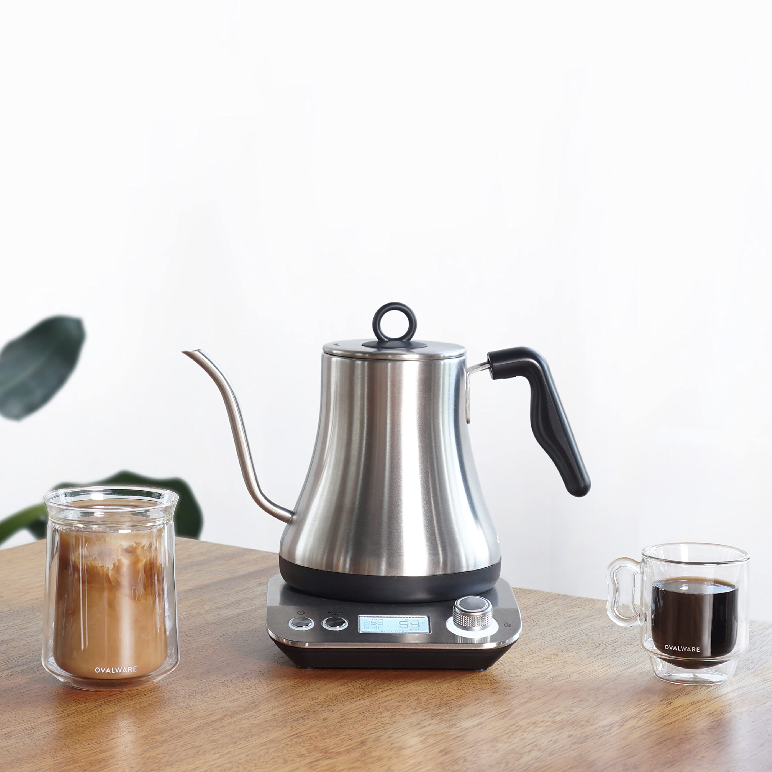OVALWARE 0.8L Electric Gooseneck Kettle with Variable Temperature Control - Fast Boiling Stainless Steel Water Kettle with Auto Shutoff - Perfect for Pour Over Coffee, Tea Brewing & Home Kitchen Use