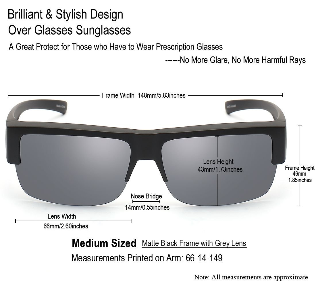 CAXMAN Polarized Fit Over Glasses Sunglasses for Men & Women - 100% UV Protection - Perfect for Driving, Fishing & Outdoor Activities