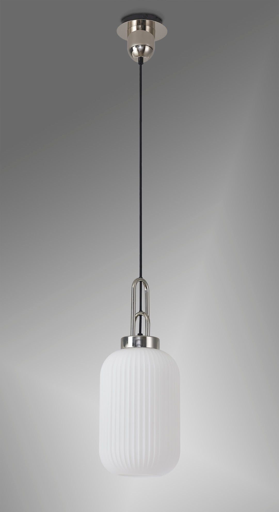 Stylish Cadiz 1-Light Pendant Light with 20cm Tubular Ribbed Glass Shade - E27 Socket, IP20 Rated, Multiple Color Options - Perfect for Kitchen Island, Dining Room, or Entryway Lighting