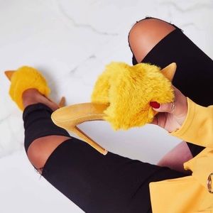 Penelope Fur Stiletto Mules - Women's Luxury Faux Fur Slide Heels for Party, Wedding & Evening Wear - Comfortable High Heel House Slippers for Indoor/Outdoor Use