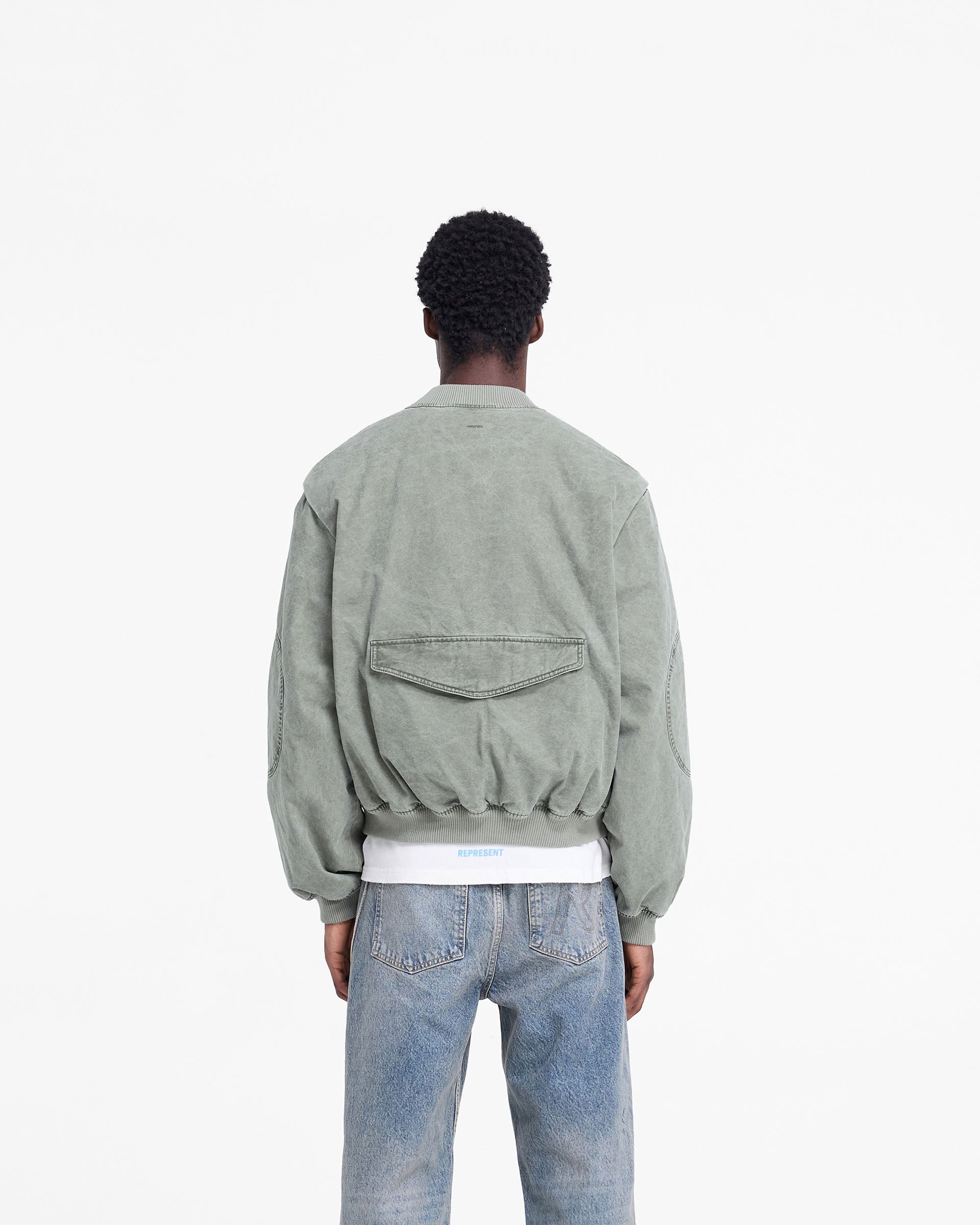 Men's Khaki Inset Sleeve Bomber Jacket - Lightweight Casual Outerwear for Streetwear & Fall Layering