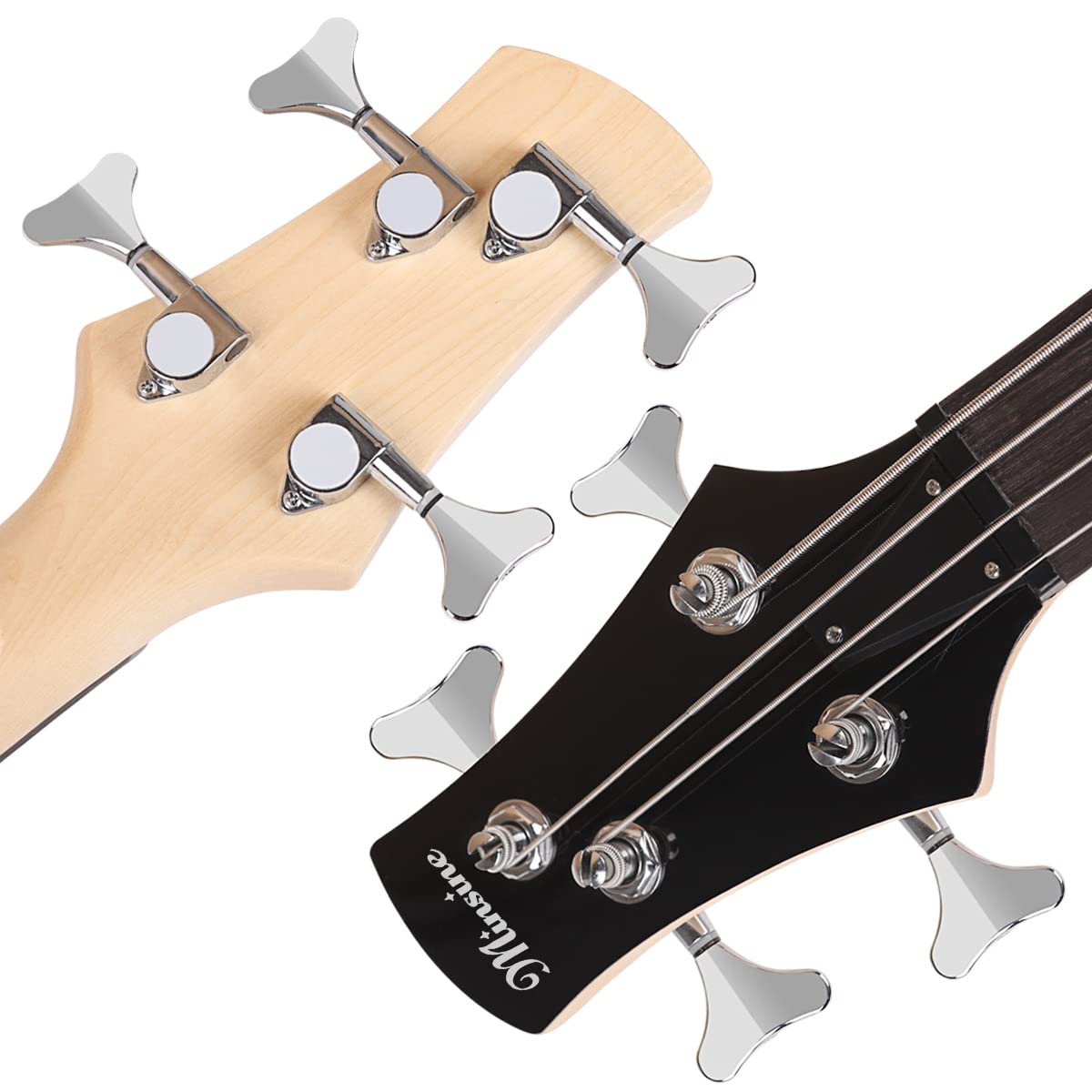 Electric Bass Guitar 4 Strings Full Size P Bass Beginner Kit - Black with Gig Bag, Strap & Cable (Sunburst) | Perfect for Beginners, Practice & Live Performances