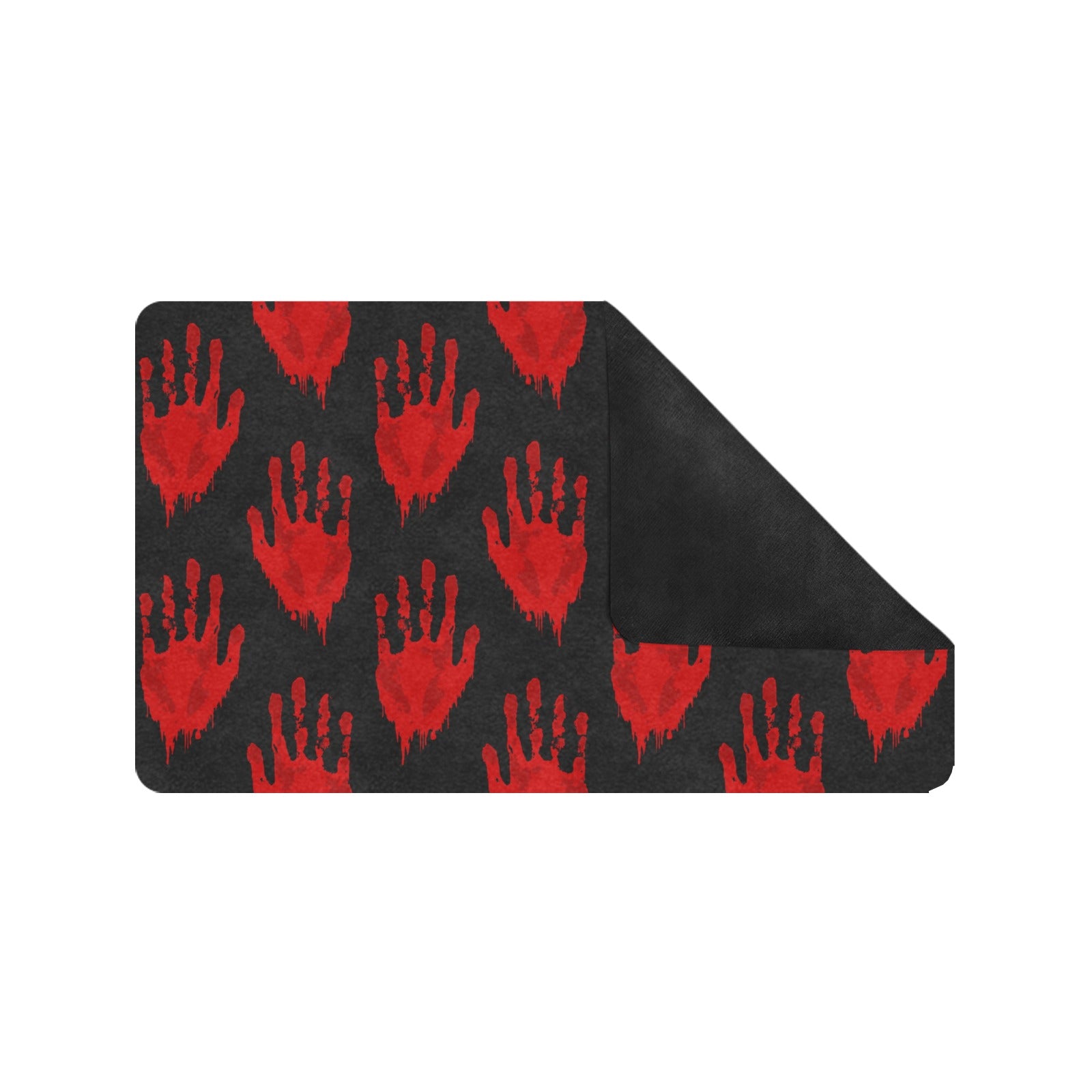 Bloody Hand Print Rubber Doormat 30x18 Inches - Halloween Horror Decor for Front Door, Haunted House, and Scary Party Entrance