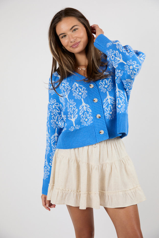 Stay Sweet Blue Light Blocking Floral Print Cardigan for Women - Final Sale - Perfect for Spring Outfits & Outdoor Activities