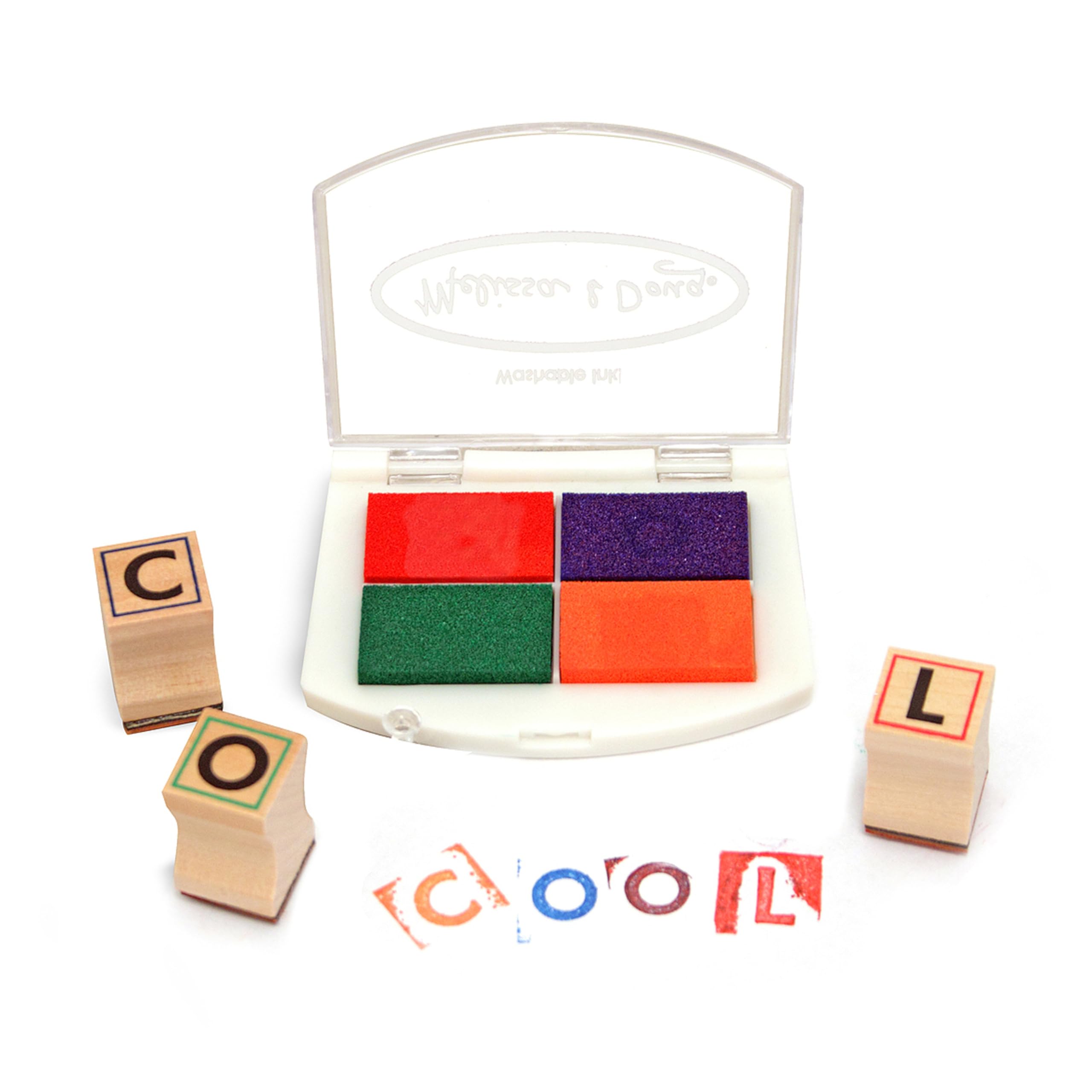 Melissa & Doug Wooden Alphabet Stamp Set - 56 Lowercase & Uppercase Letter Stamps for Kids Ages 4+, ABC Learning Toys, Preschool Writing Practice, Arts & Crafts Supplies for Homeschool & Classroom Activities