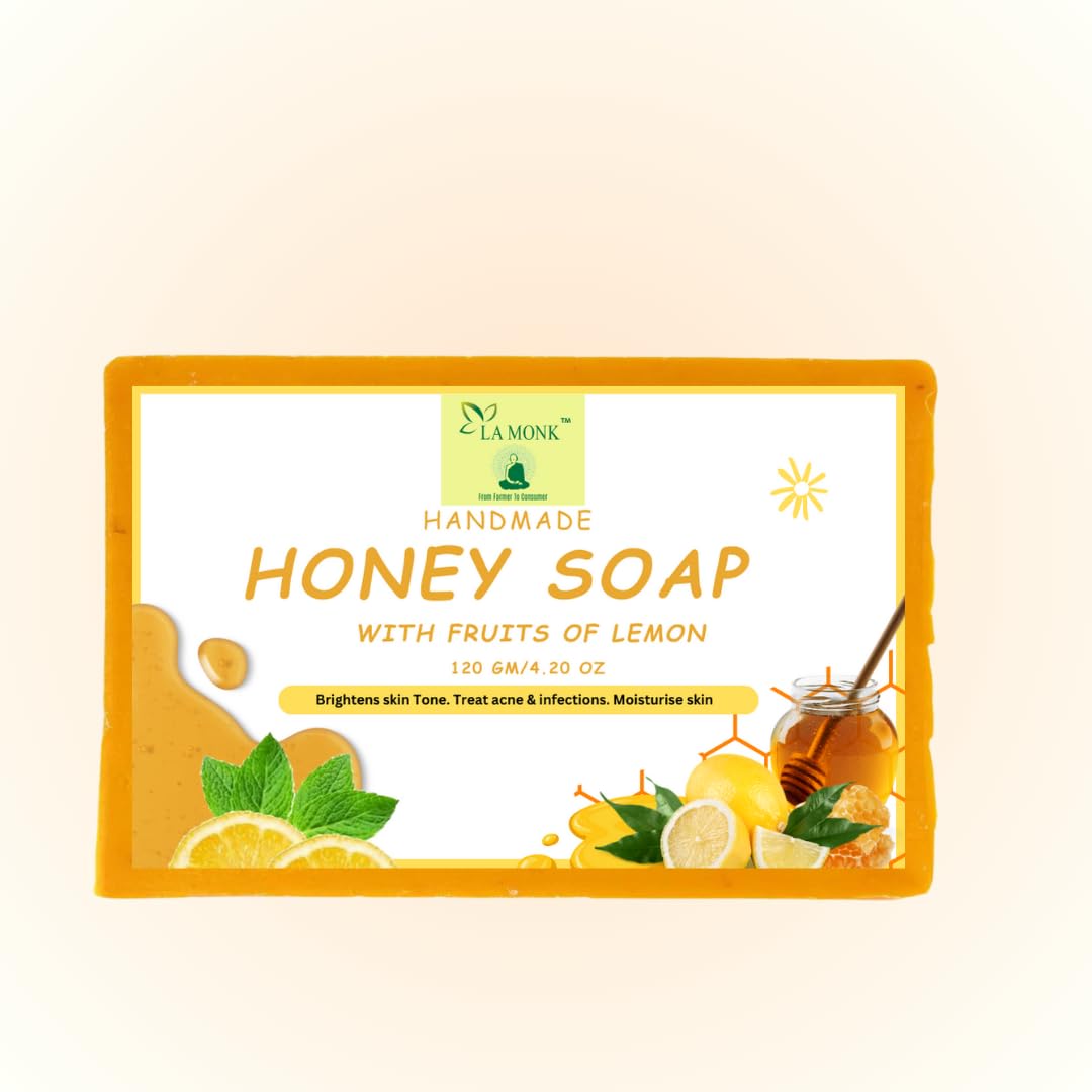 Handmade Lemon Honey Soap - Natural Moisturizing Bar for Dry Skin | Perfect for Daily Face & Body Wash, Gift Sets & Spa Days