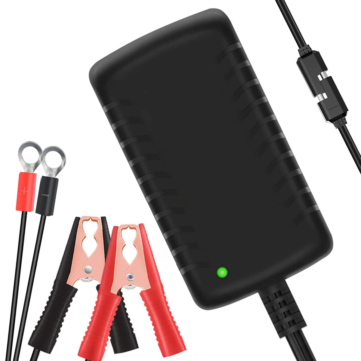 HOYOA 12V 0.75A Smart Battery Charger Maintainer for Car, Motorcycle, Lawn Mower - Automatic Trickle Charger for Lead Acid, AGM & Gel Batteries - Perfect for Winter Storage & Long-Term Vehicle Maintenance