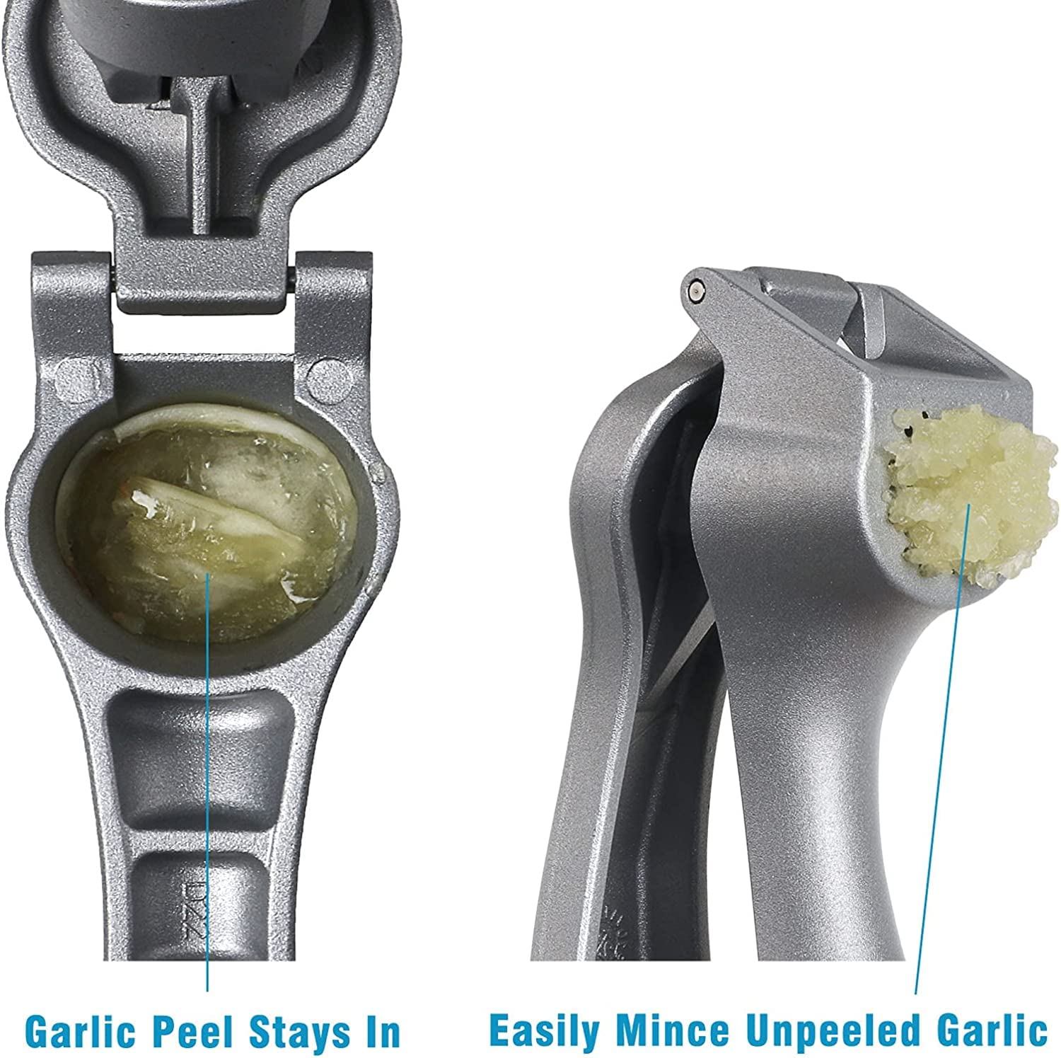 Premium Garlic Press & Mincer - Ergonomic Easy-Squeeze Handle, No Peel Needed, Rust-Proof Stainless Steel - Professional Ginger Crusher with Cleaning Brush - Dishwasher Safe - Perfect for Cooking, Meal Prep & Restaurants