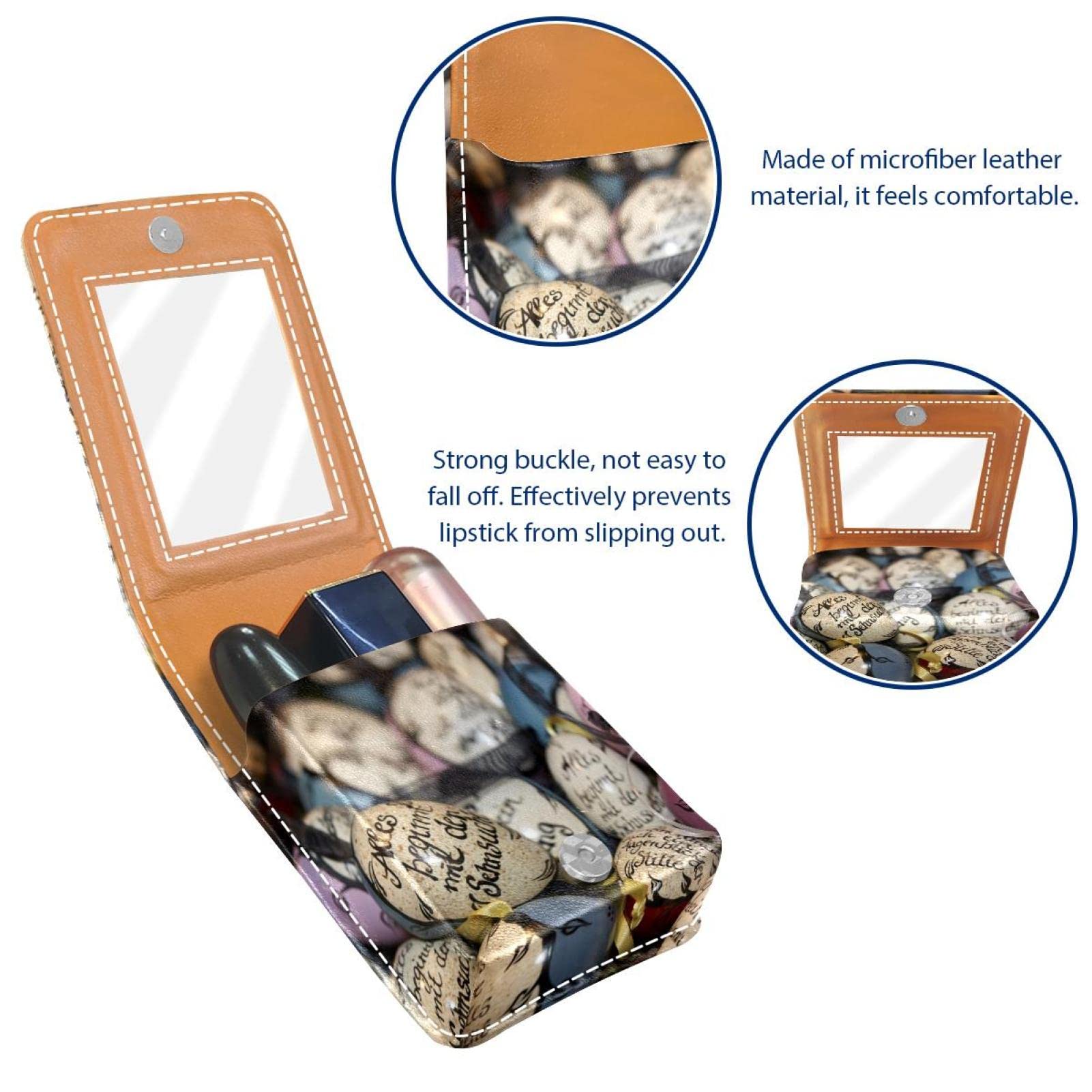 Portable Lipstick Holder for Women - Mini Leather Lipstick Case with Mirror, Travel Cosmetic Organizer for Makeup Storage - Perfect for Travel, Daily Use & Easter Gifts