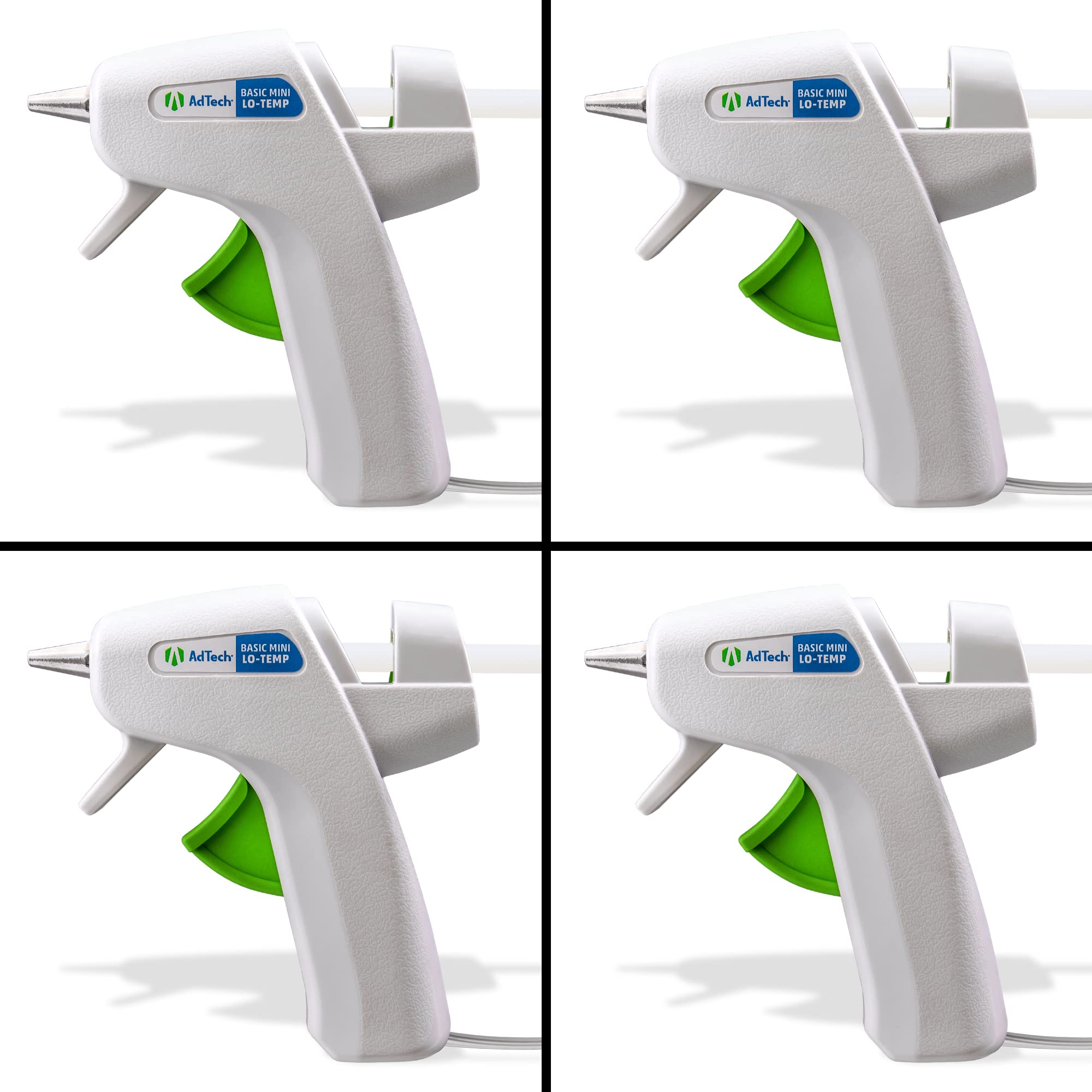 AdTech 4-Pack Low Temperature Mini Hot Glue Guns for Crafts - White | Perfect for DIY Projects, Scrapbooking & Home Repairs