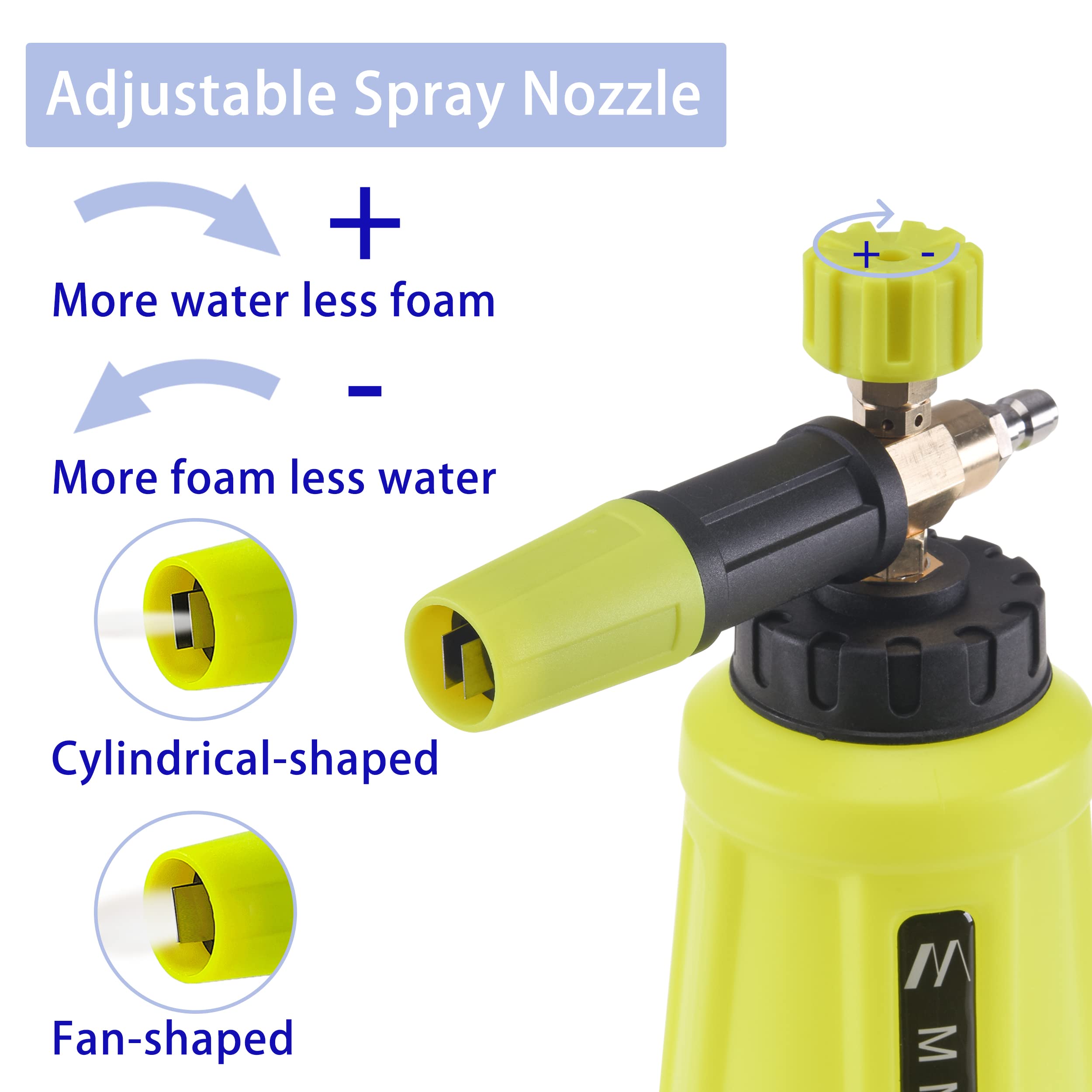 M MINGLE Foam Cannon for Pressure Washer - High Pressure Washer Adapter Set with 1/4