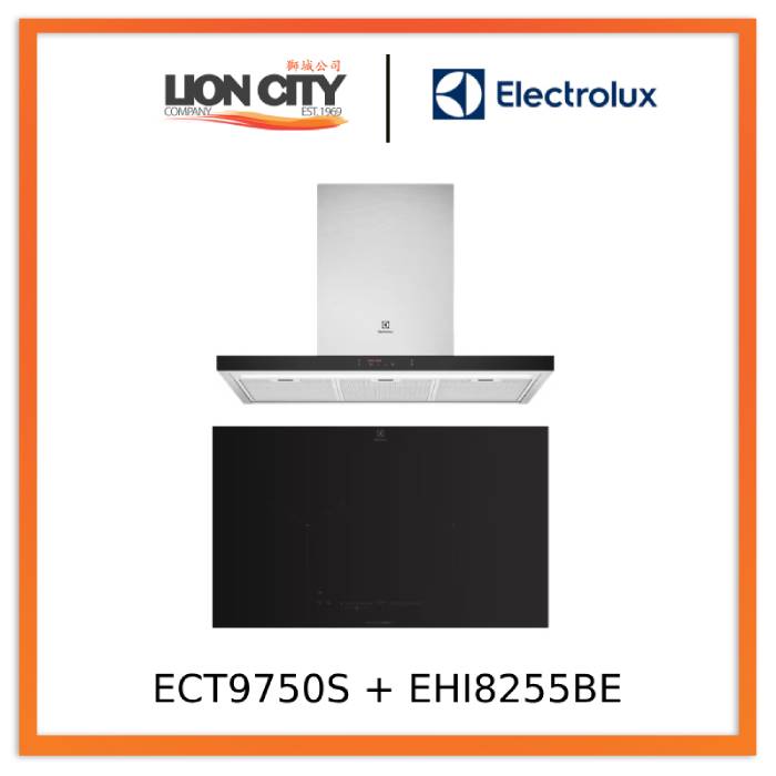 Electrolux ECT9750S 90cm UltimateTaste 500 Stainless Steel Chimney Cooker Hood & EHI8255BE 80cm UltimateTaste 700 Built-In Induction Hob with 2 Cooking Zones - Premium Kitchen Appliances for Modern Home Cooking