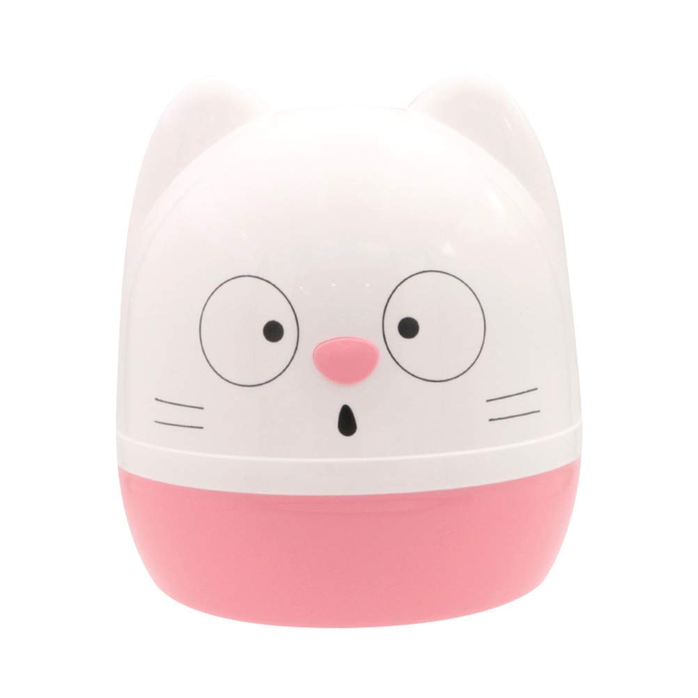 DOITOOL Plastic Tissue Box Cover - Round Cartoon Toilet Paper Holder for Bathroom & Living Room, Home Decor Storage Container (Pink & White) | Perfect for Tissue Roll Organization in Bedroom, Office, and Kitchen