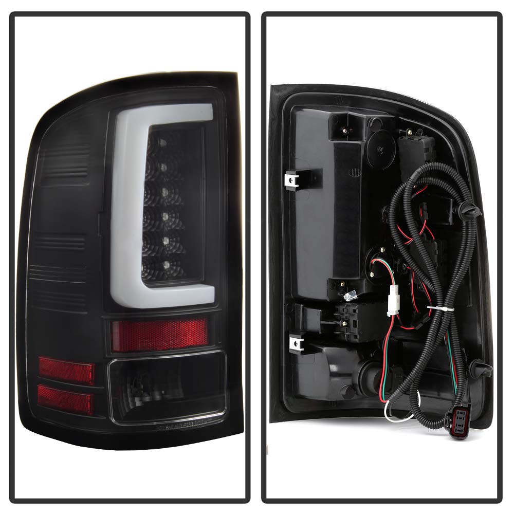 ACANII LED Tail Lights for 2007-2013 GMC Sierra 1500/2500HD/3500HD - Black Housing Brake Light Tubes Pair (Left+Right) - Enhanced Visibility & Style for Trucks
