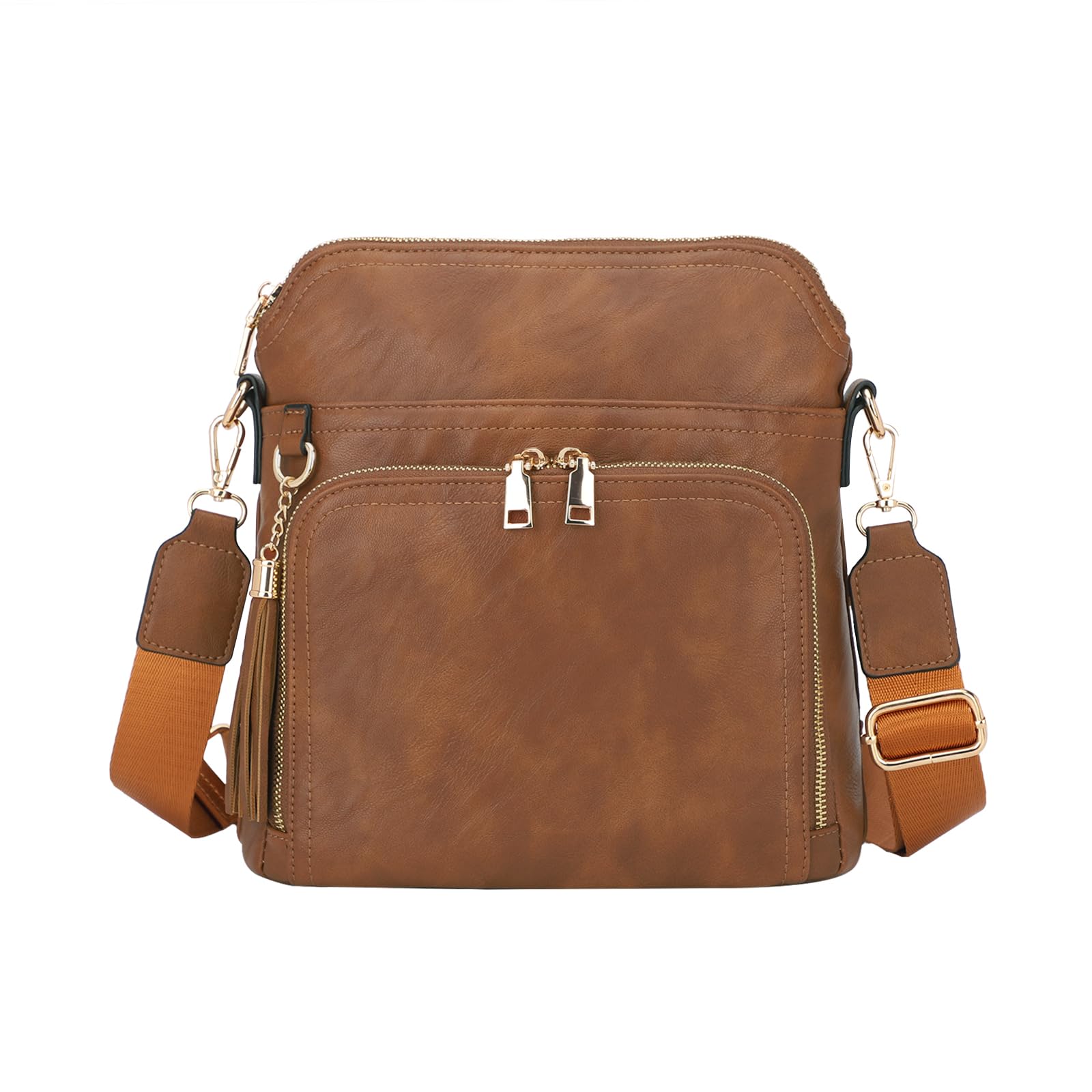 Trendy Brown PU Leather Crossbody Purse for Women - Medium Shoulder Handbag with Tassel | Perfect for Work, Travel & Everyday Use
