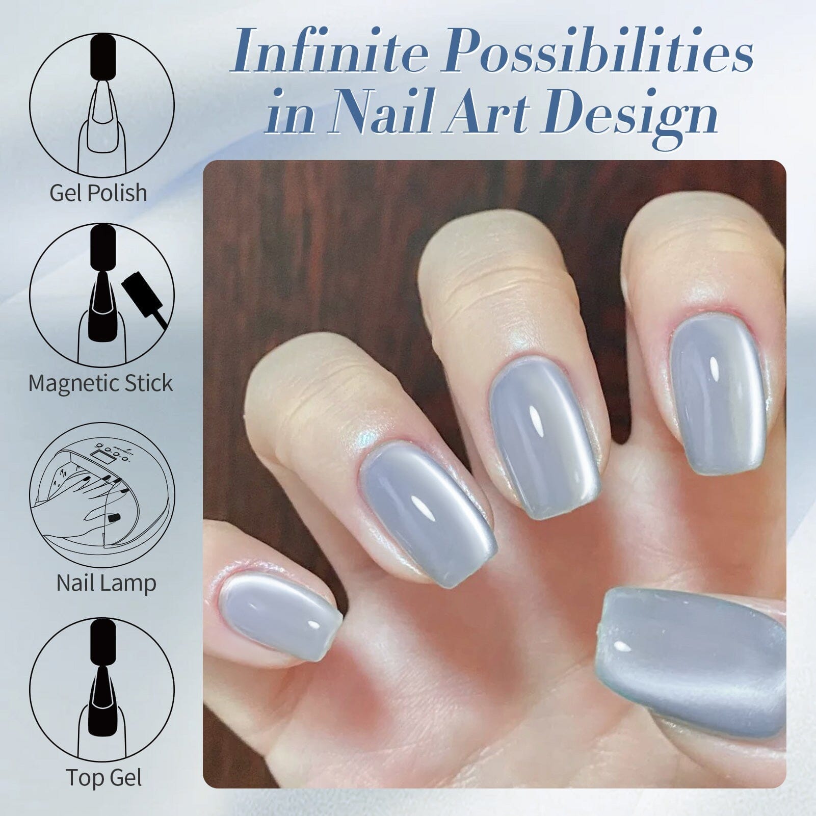 Blue Moonlight Cat Magnetic Gel - 15ml Nail Polish for Long-Lasting Shine & Durability - Perfect for Nail Art, Manicures & Special Occasions