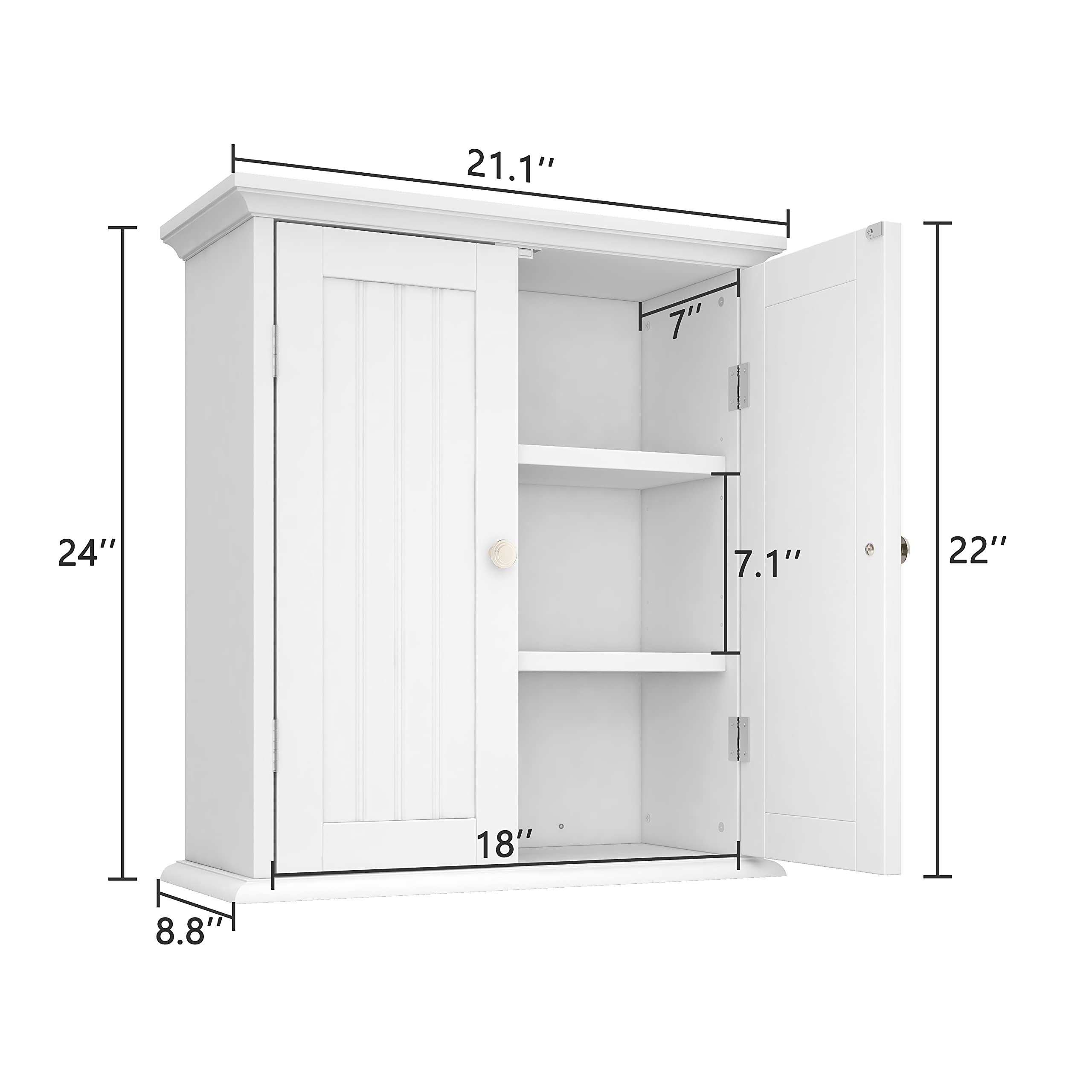 ChooChoo Bathroom Wall Cabinet - Over The Toilet Space Saving Storage Organizer with 2 Doors & Adjustable Shelves - White Medicine Cabinet for Bathroom Organization - Perfect for Small Bathrooms, Apartments & Powder Rooms