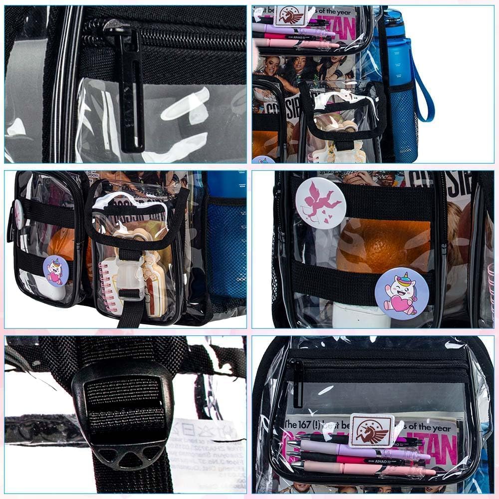 Clear Backpack - Heavy Duty Transparent Bookbag for School, Work & Travel | See-Through Backpack for Security Checkpoints, Concerts & Stadium Events