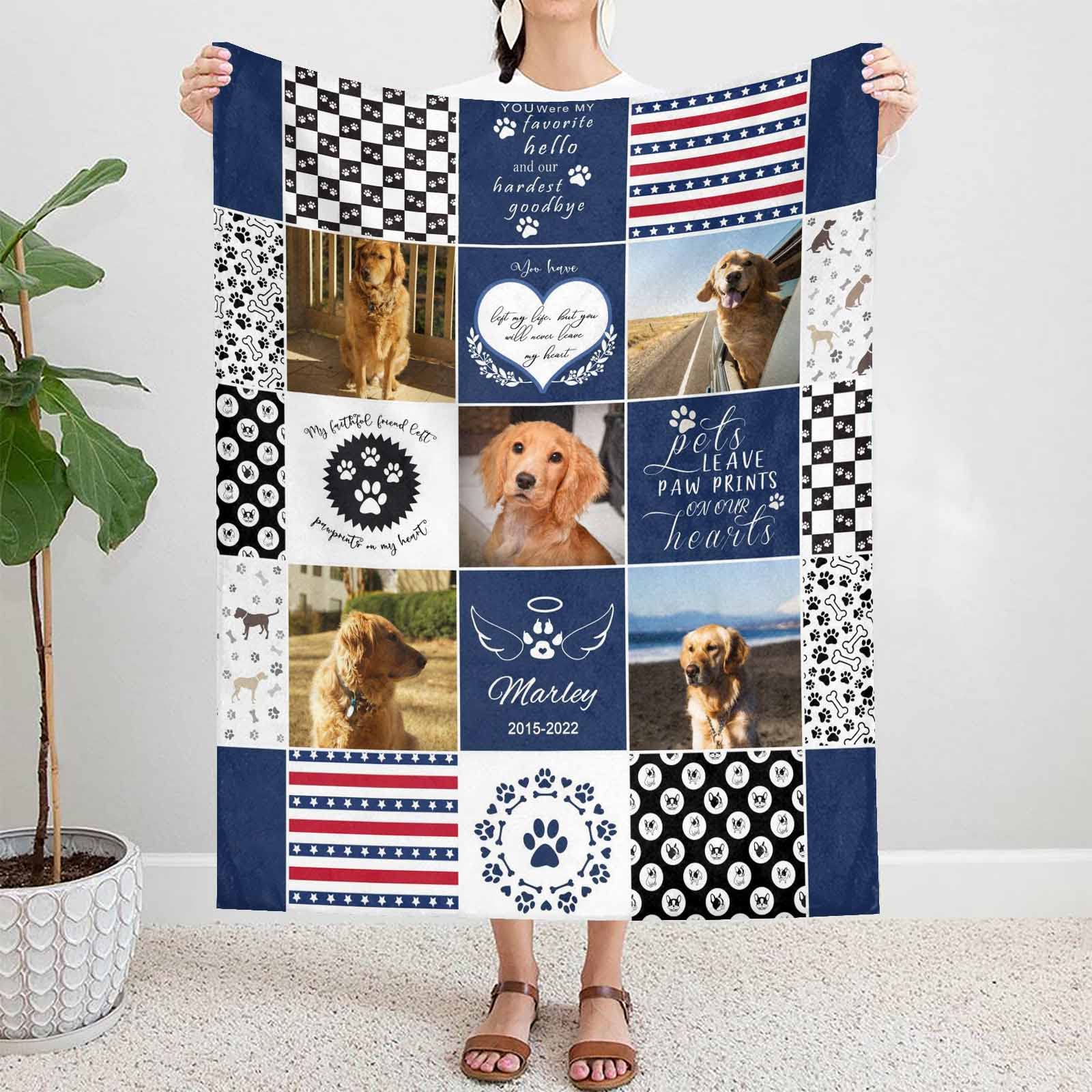 Custom Pet Memorial Blanket with Photos - Personalized Sympathy Gift for Dog & Cat Lovers - 50x60 Inch Soft Throw Blanket for Couch, Bed & Home Decor - Perfect for Pet Loss Remembrance & Comfort