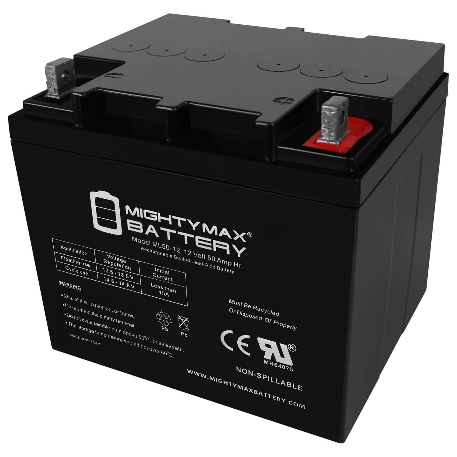 Mighty Max 12V 50AH SLA Replacement Battery for Merits MPC3R Mobility Scooter - Long Lasting Power for Wheelchairs, Golf Carts & Home Medical Equipment