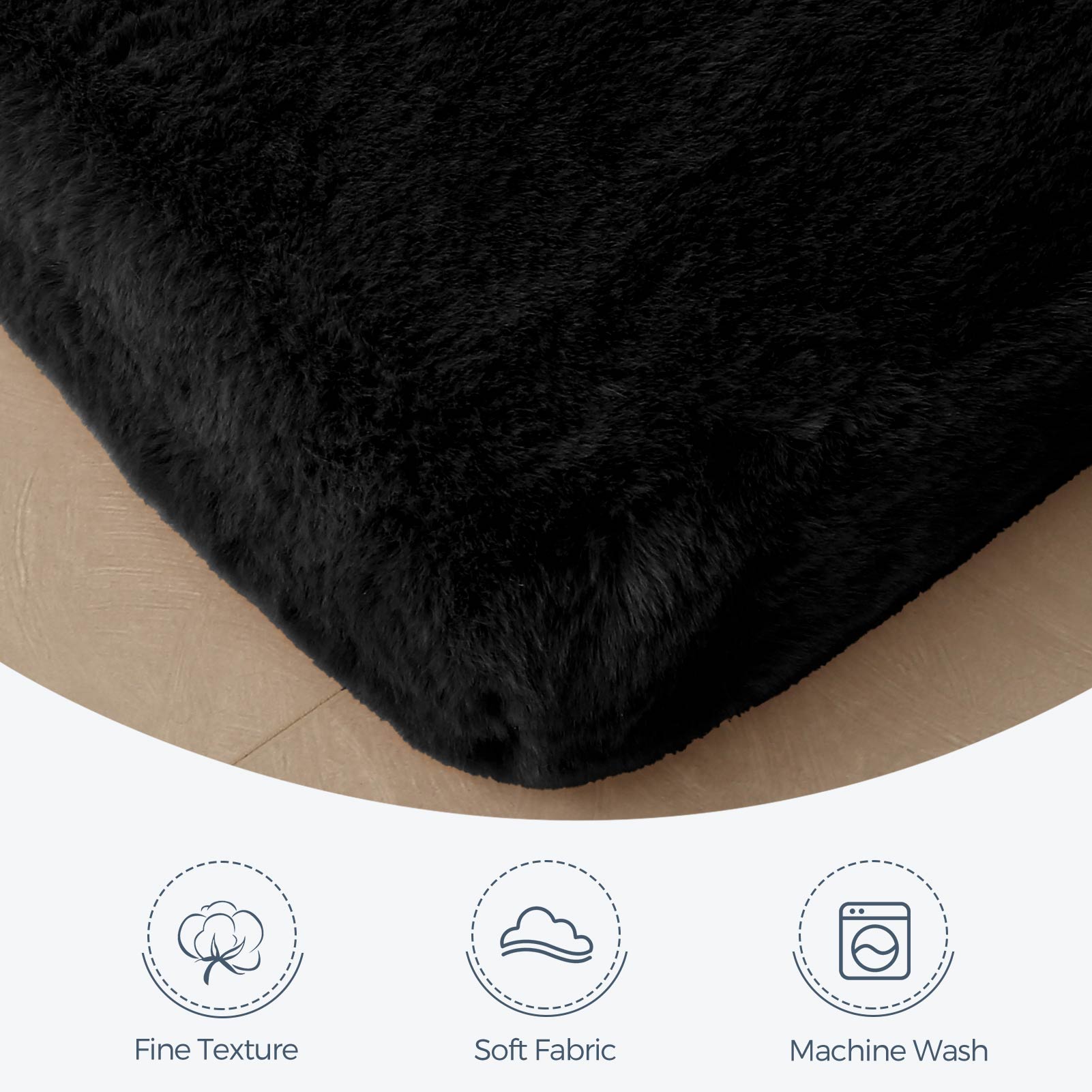 MAXYOYO Faux Fur Removable Futon Mattress - Ultra Soft Fluffy Couch Bed for Lounging, Napping & Sleeping - Perfect for Dorm, Living Room or Guest Bed (Black) | Cozy Home Decor & Comfortable Sofa Bed Alternative