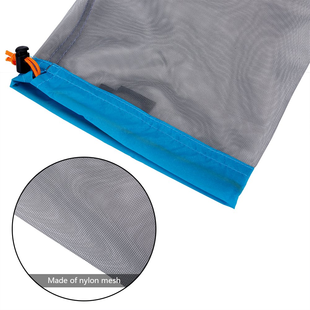 Ultralight Mesh Drawstring Storage Bag - 5 Pack Waterproof Camping Hiking Gear Organizer for Outdoor Essentials | Perfect for Backpacking, Travel & Sports Equipment Storage